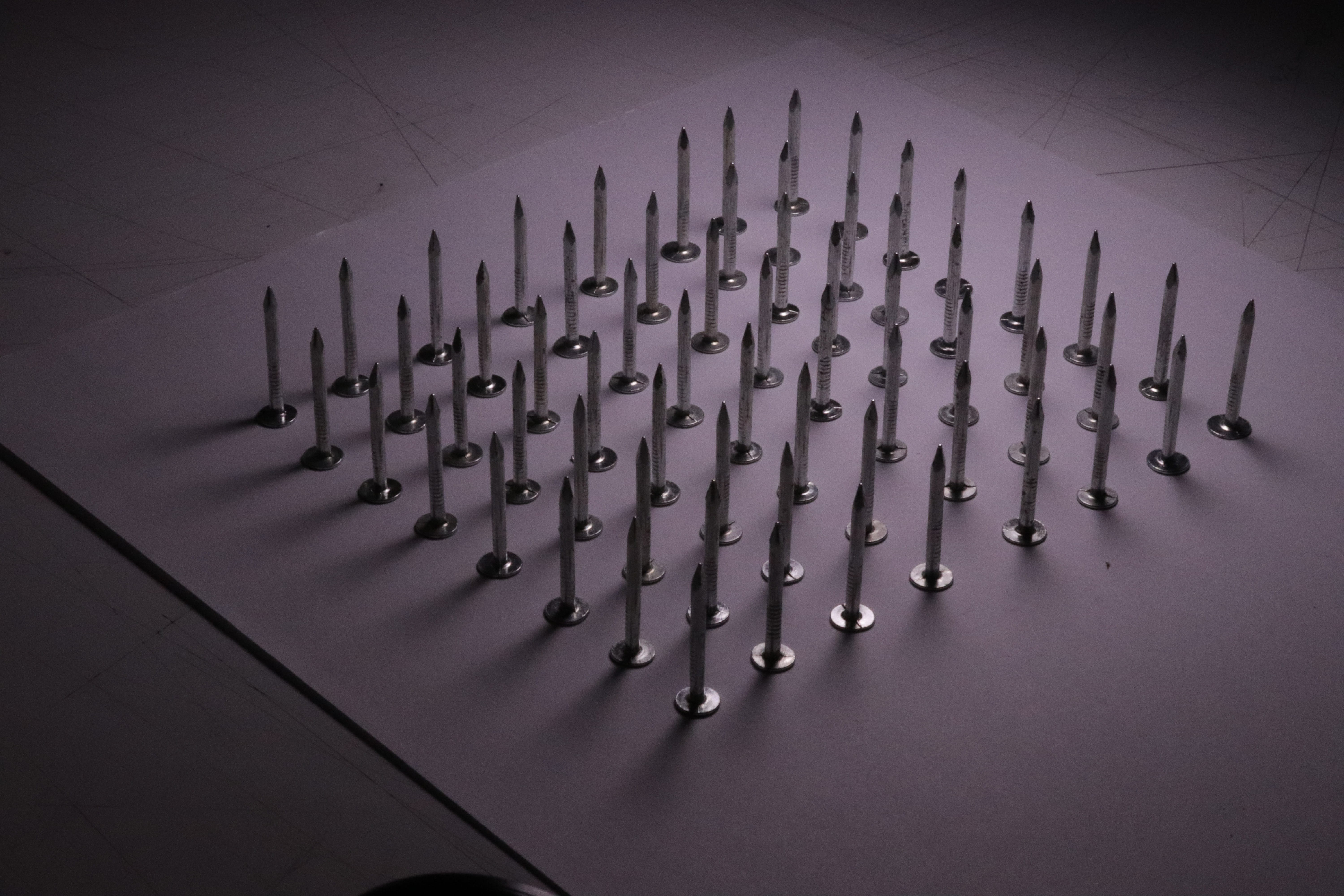 large group of objects, security, pattern, silver colored, in a row, repetition, shadow, shadows, music, metallic, sharp, arrangement, indoors, textured, HD Wallpaper