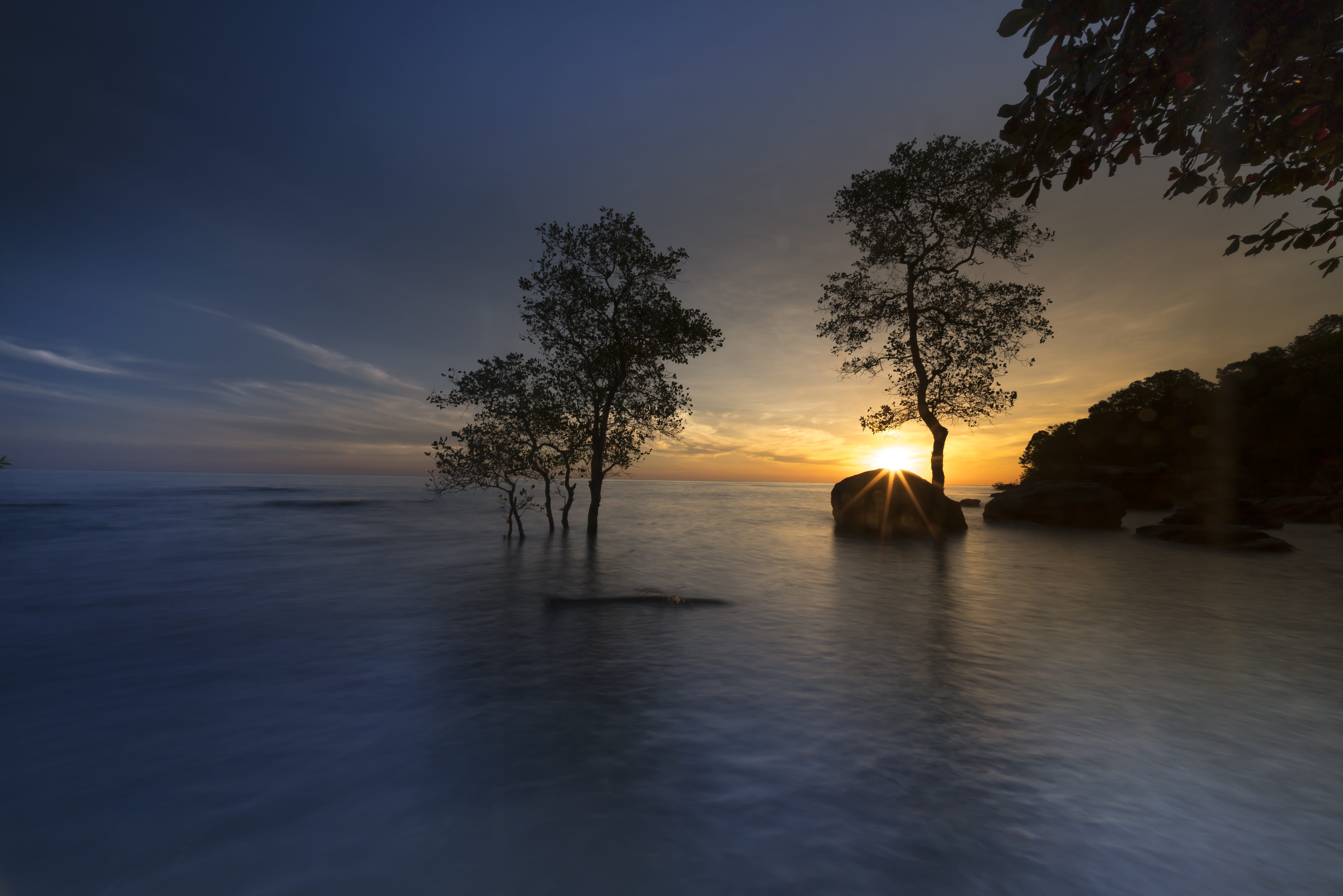 dawn, summer, background, outdoors, the beach, water, photography, clouds, plant, silhouette, the horizon, travel, asia, non-urban scene, waterfront, scenics - nature, HD Wallpaper