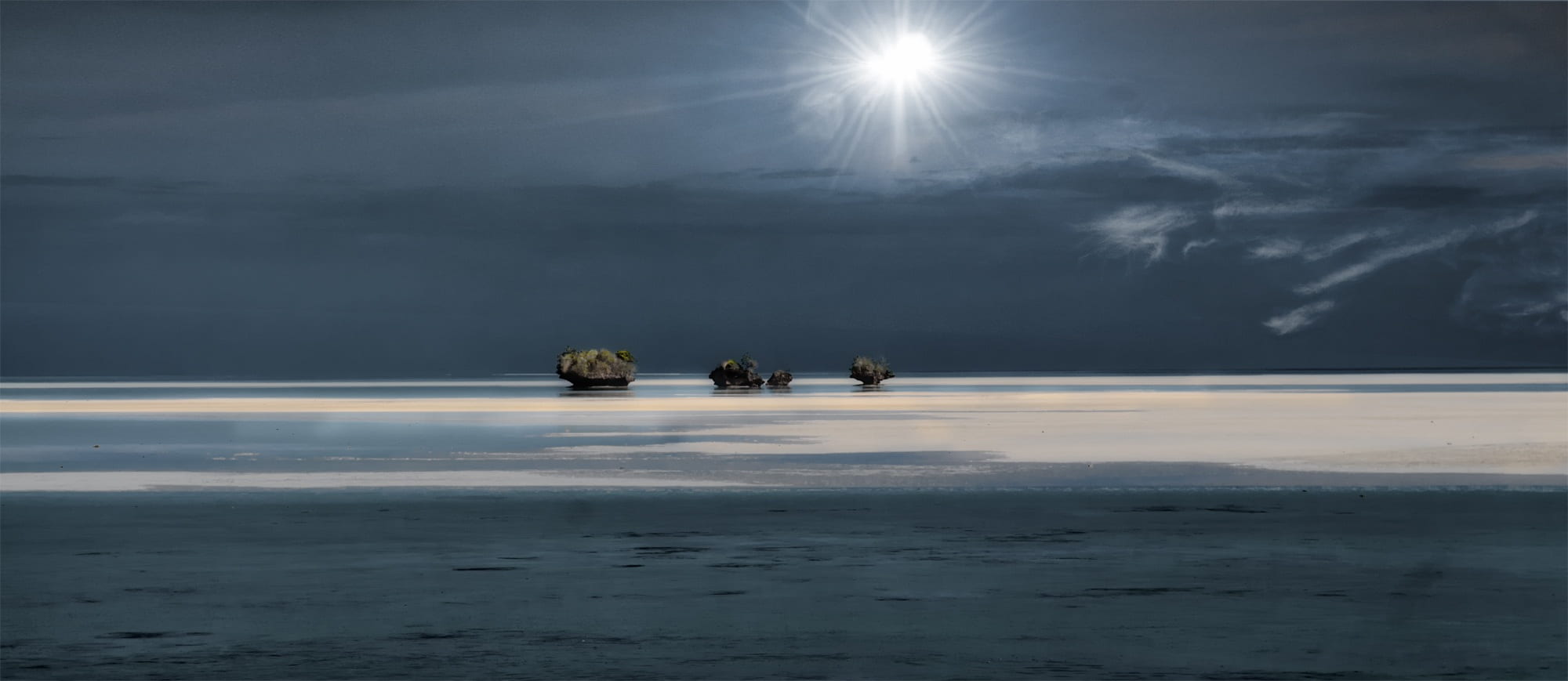 cloud - sky, lens flare, sky, dawn, 1080P, sunlight, panorama, ocean, schönwetter, beach, tranquil scene, sea, sunset, cold temperature, landscape, tranquility, HD Wallpaper