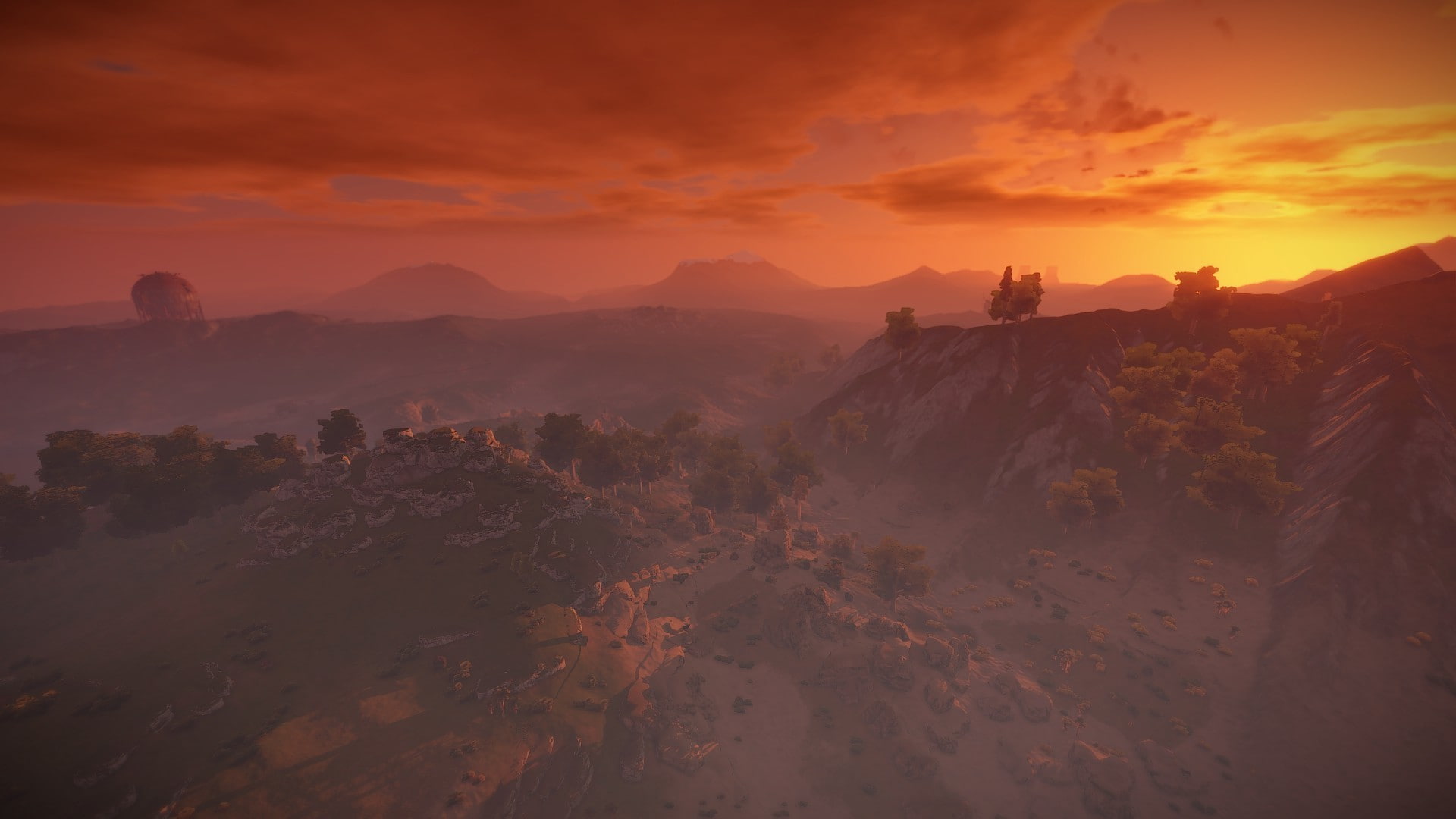 sunset, land, sky, 1080P, mountain, video games, scenics - nature, nature, landscape, tranquil scene, Rust, non-urban scene, idyllic, cloud - sky, no people, HD Wallpaper