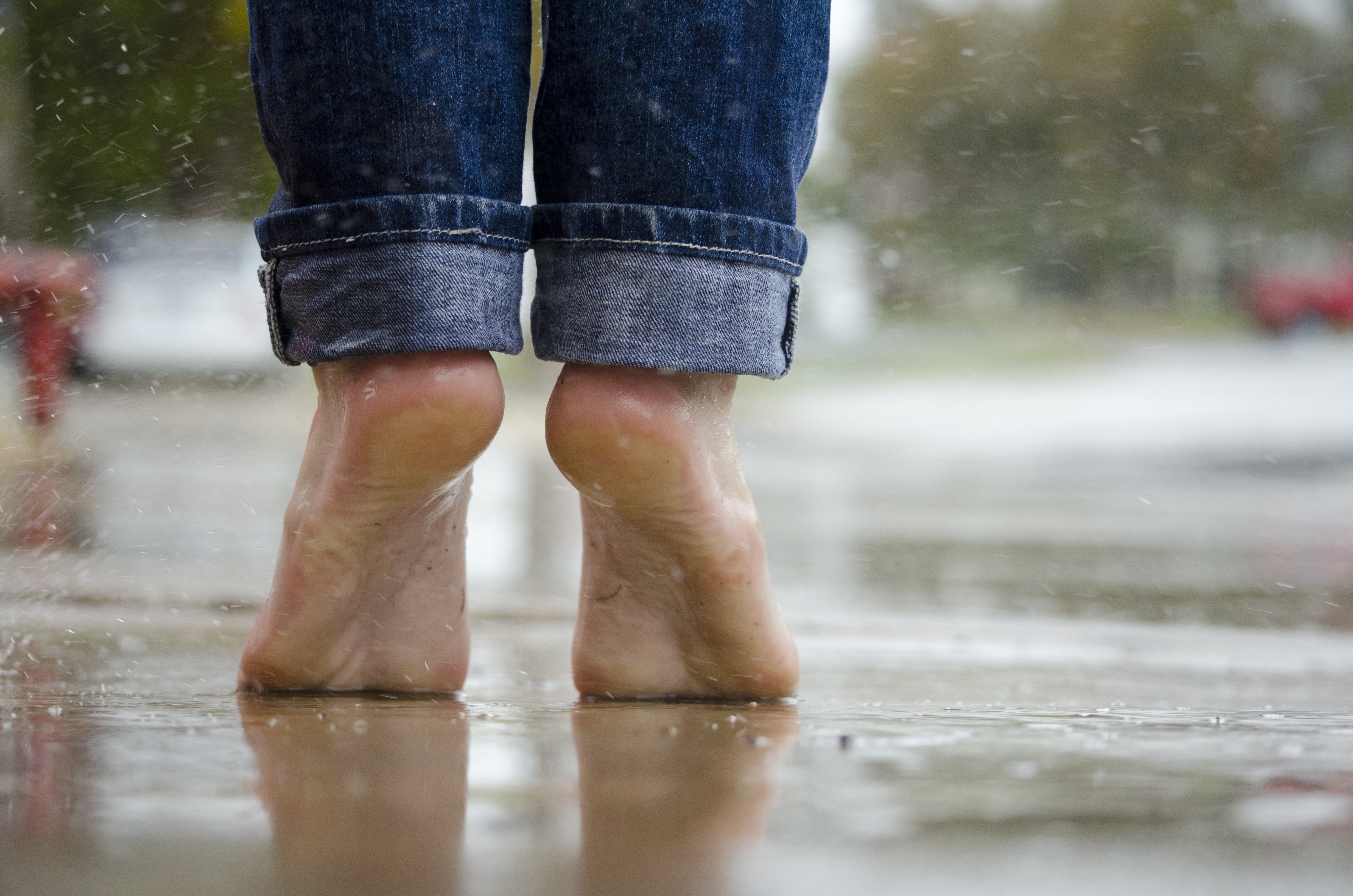 rainy season, road, limb, women, human leg, outdoors, rubber boot, low section, wet, water, one person, person, rain, shoe, blue, nature, raindrop, human limb, HD Wallpaper