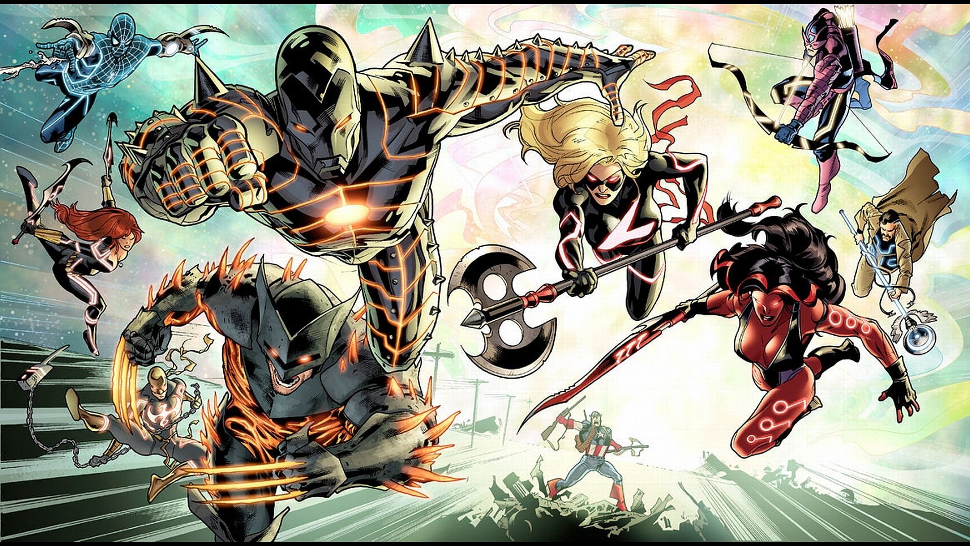 Hawkeye, Captain America, Wolverine, Ms. Marvel, Fear Itself, Iron Man, Spider-Man, Comics, 1080P, Black Widow, HD Wallpaper