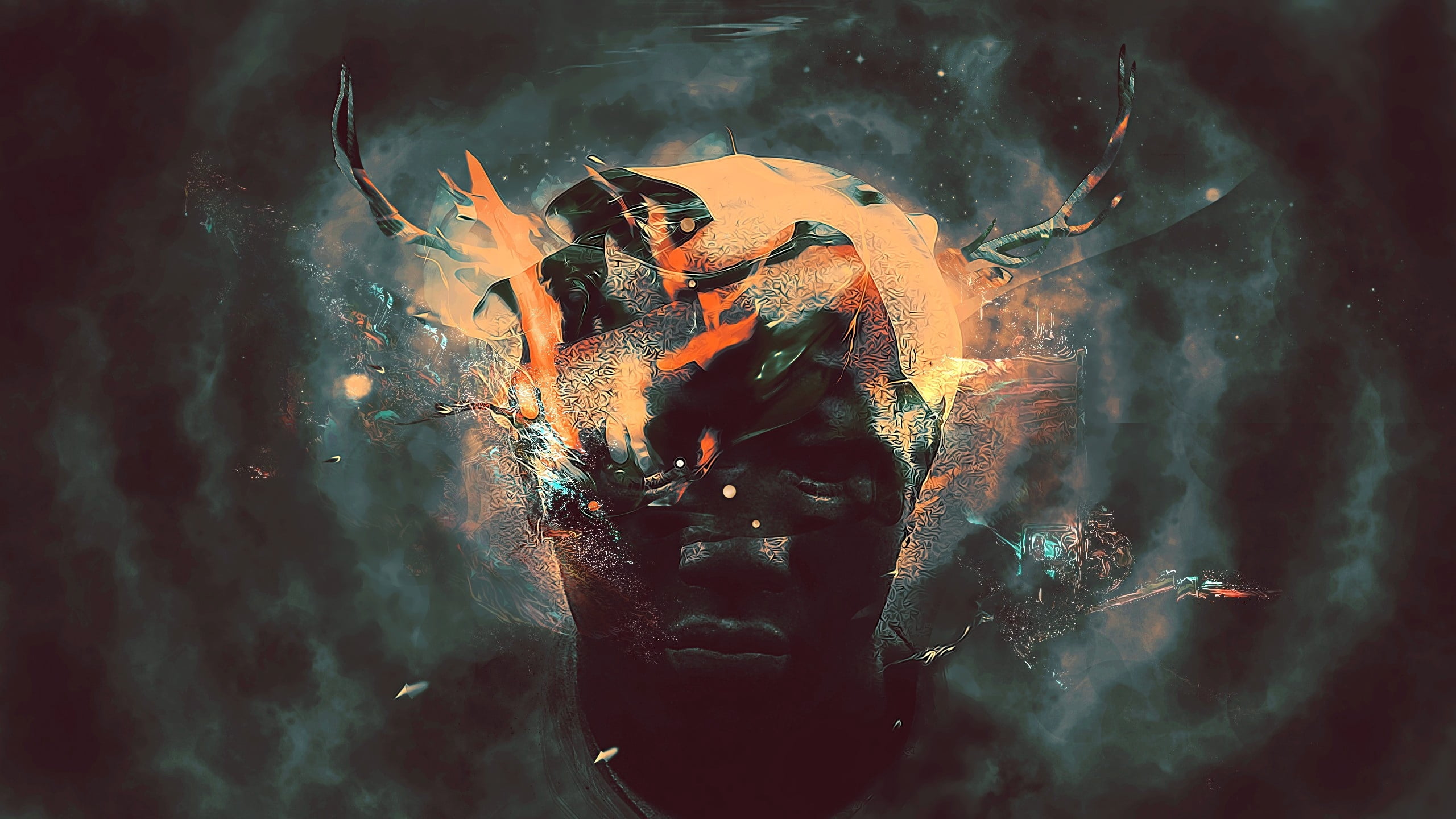 art, devil, invertebrate, spooky, backgrounds, black Color, abstract, arachnid, bizarre, man, arthropod, mystery, focus on foreground, fear, dark, men, HD Wallpaper