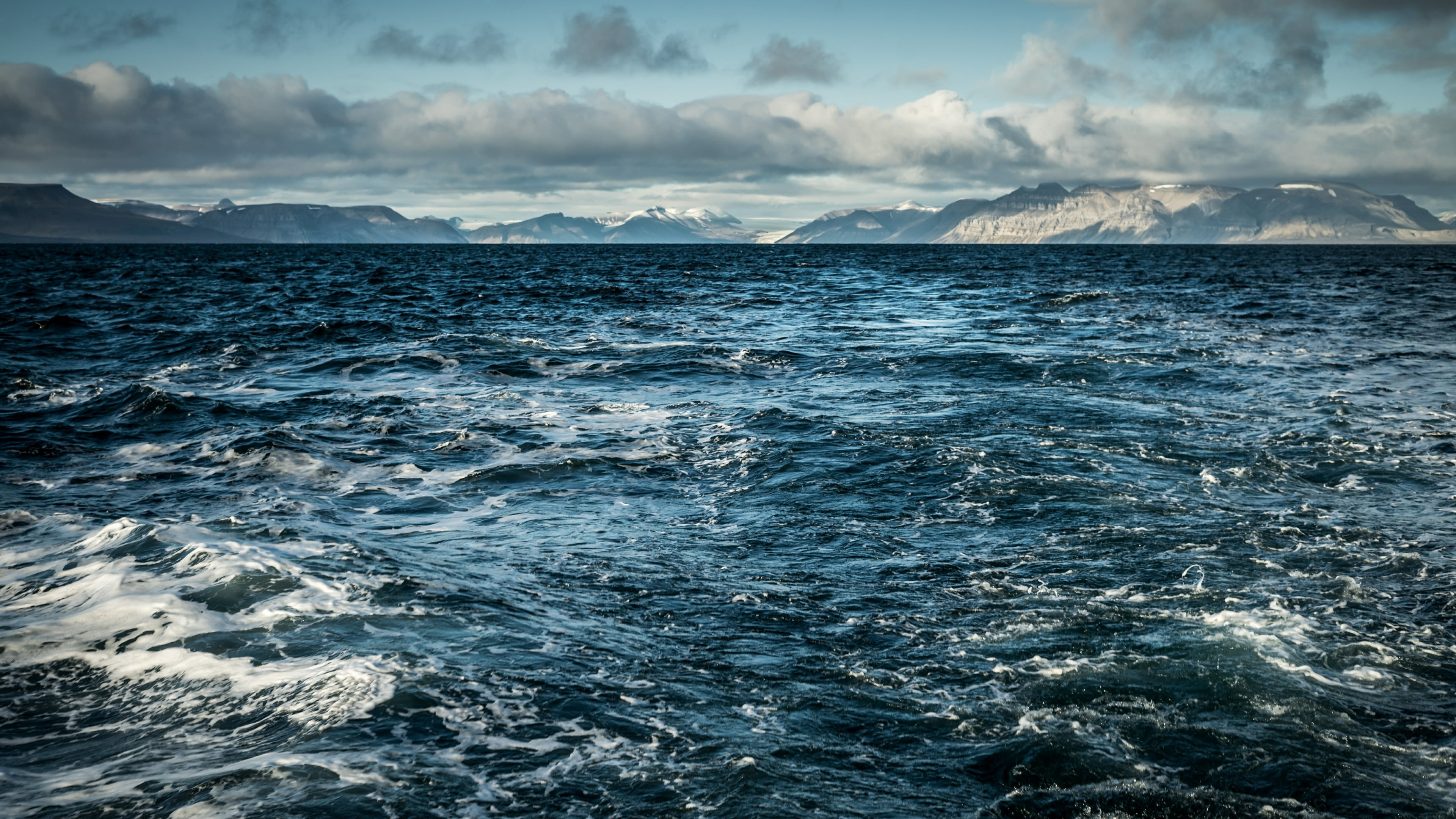 cloud - sky, sea, beach, 4K, waterfront, scenics - nature, no people, idyllic, wave, water, outdoors, calm, mountain, nature, wind wave, sea wave, surf, HD Wallpaper