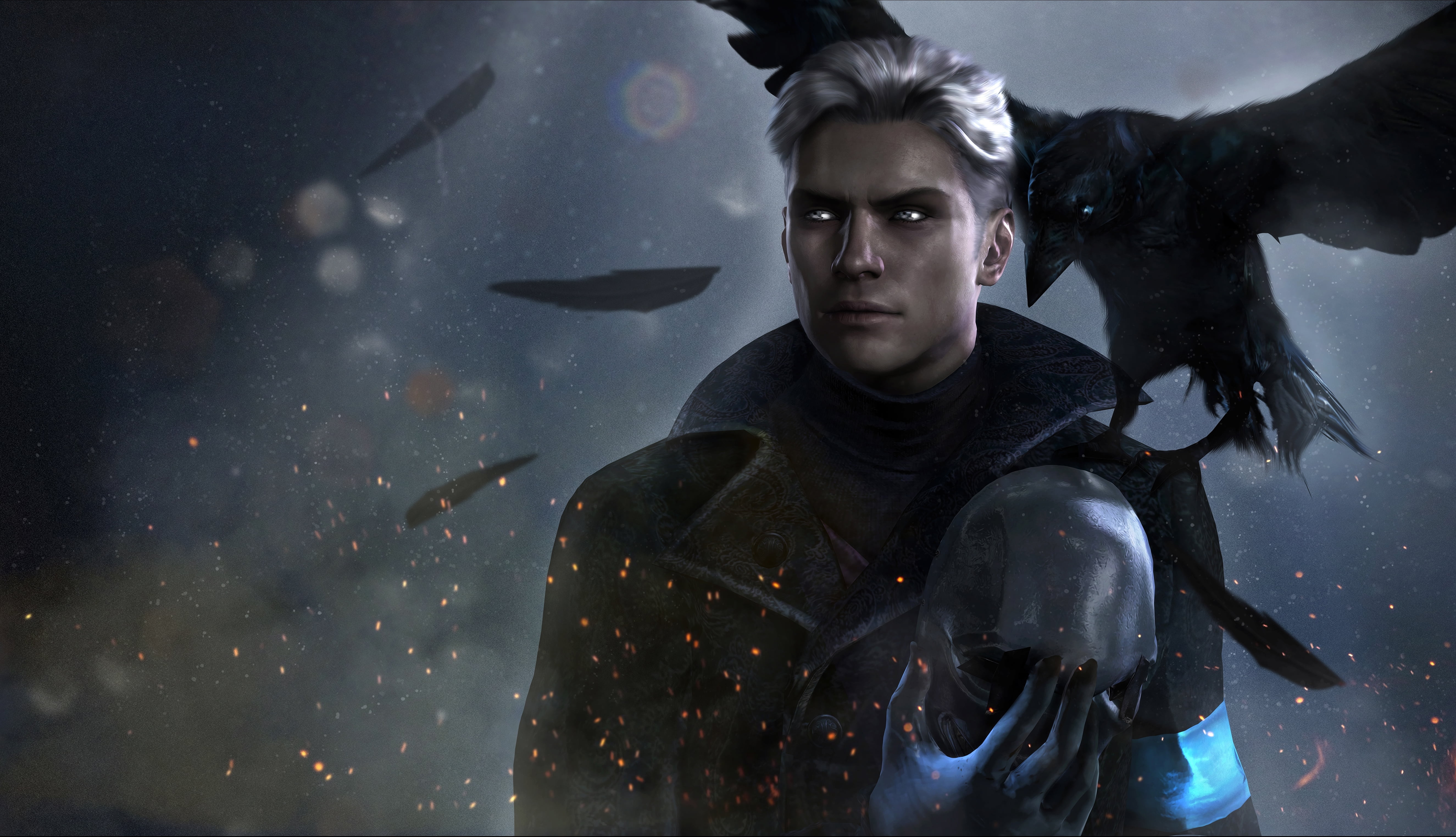 animal wildlife, the son of sparda, horror, adult, gray, indoors, front view, fish, caucasian Ethnicity, adventure, headshot, haired, young Adult, one Person, HD Wallpaper