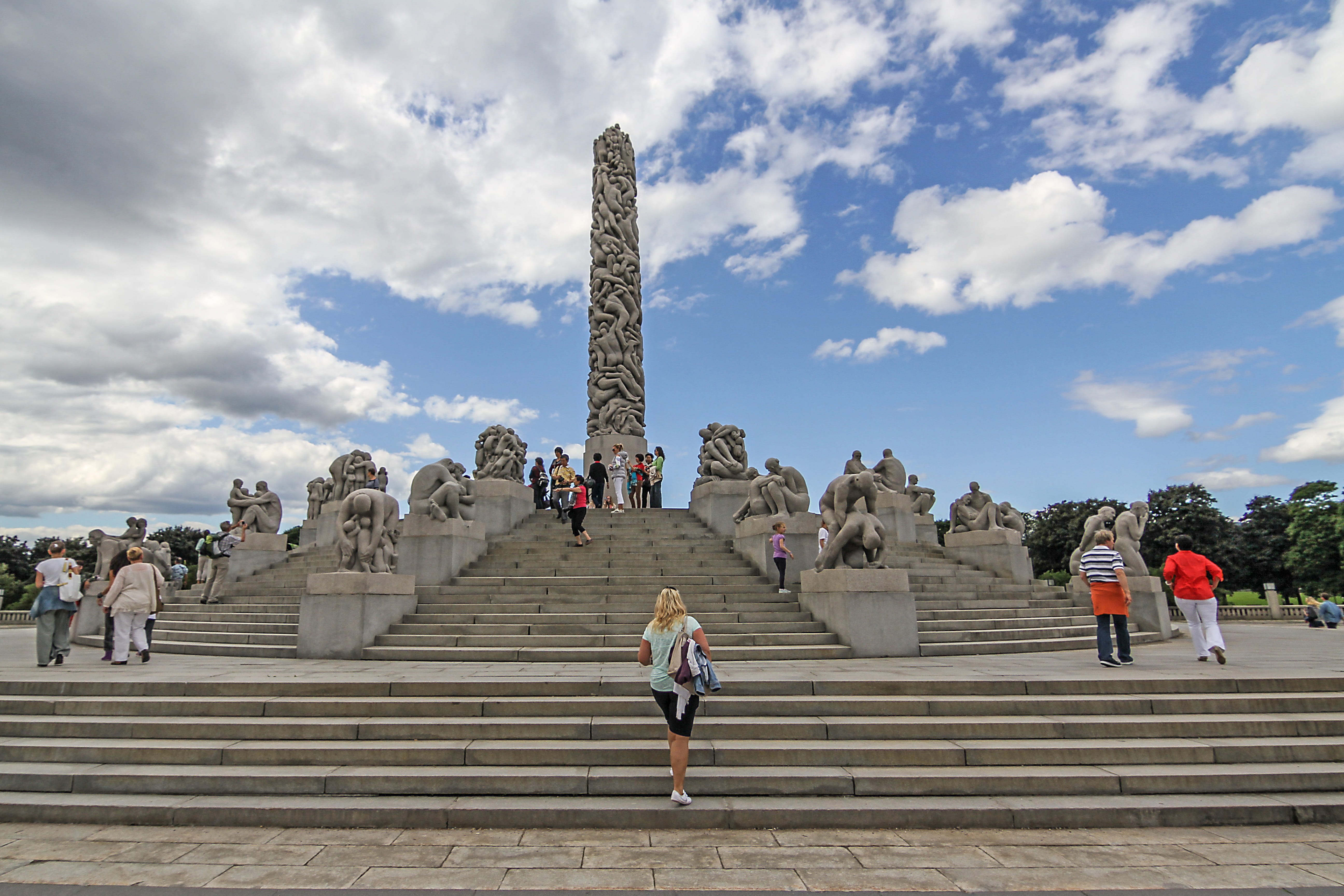 women, staircase, 5K, cloud - sky, oslo, tourism, people, men, leisure activity, history, group of people, steps and staircases, real people, built structure, HD Wallpaper