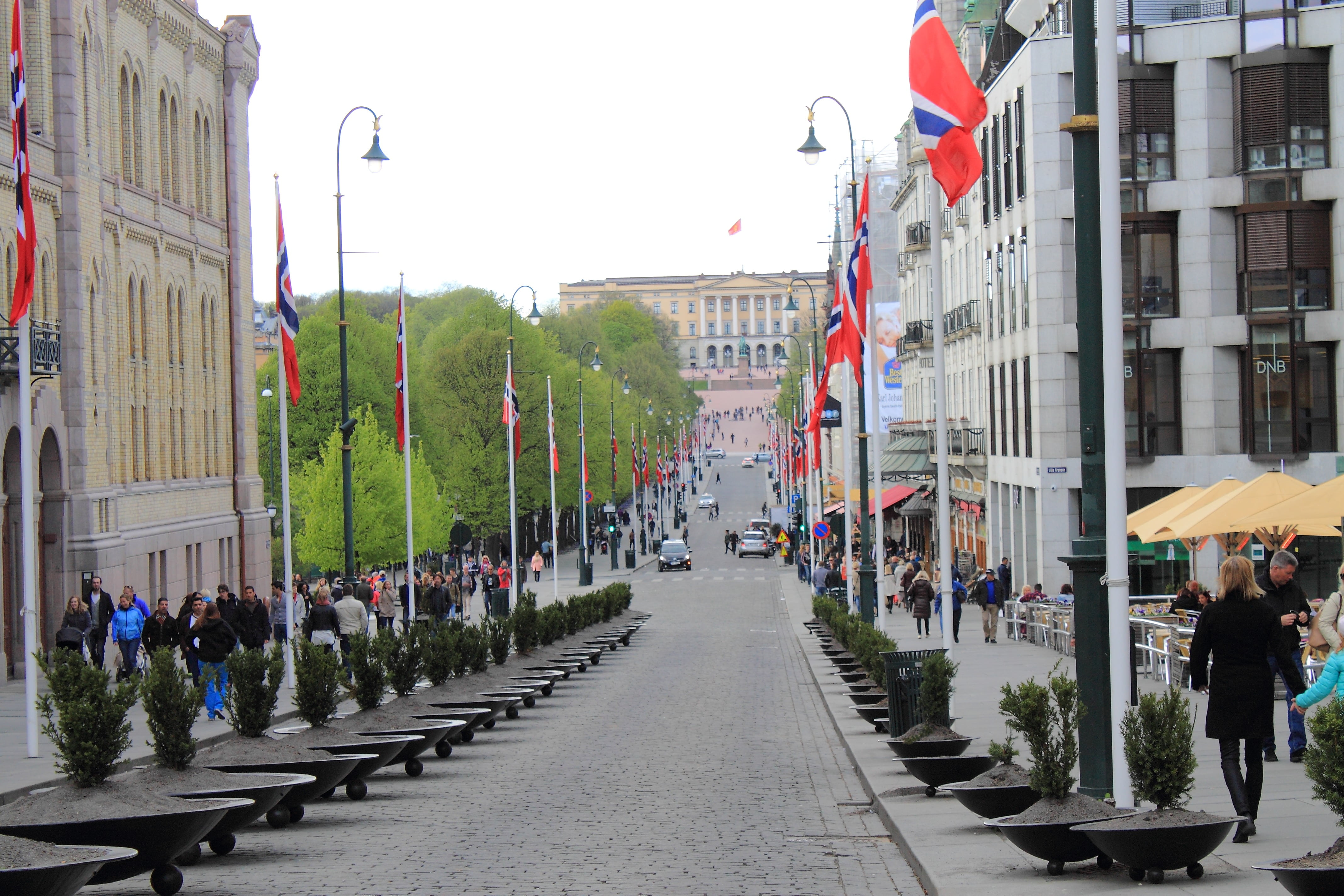 city, adult, sky, building exterior, large group of people, daytime, outdoors, 4K, street, king house, crowd, flag, women, building, oslo, group of people, HD Wallpaper