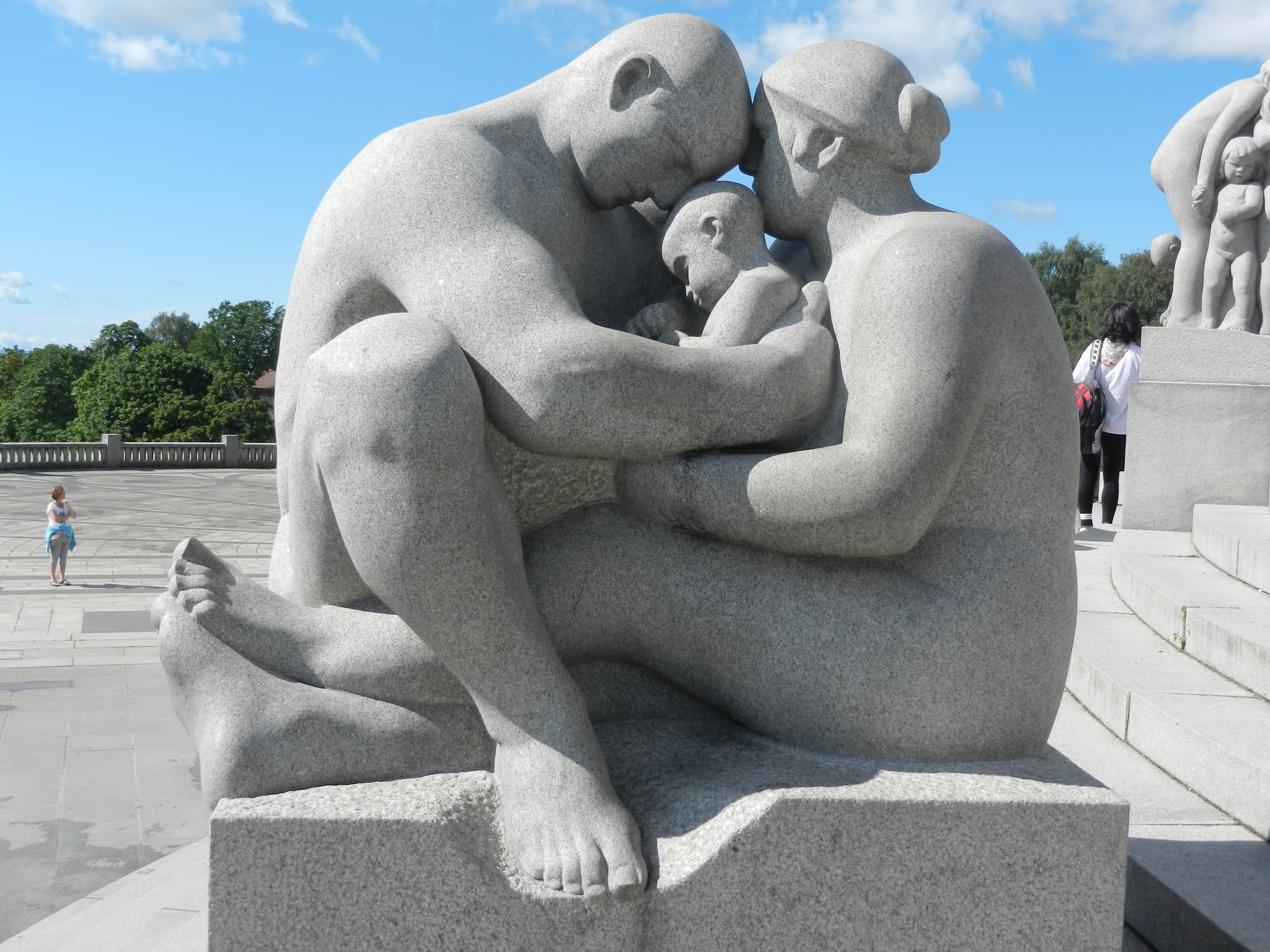 outdoors, sculpture, vigeland installation, oslo, incidental people, 4K, stone, frogner park, family, representation, male likeness, day, human representation, HD Wallpaper