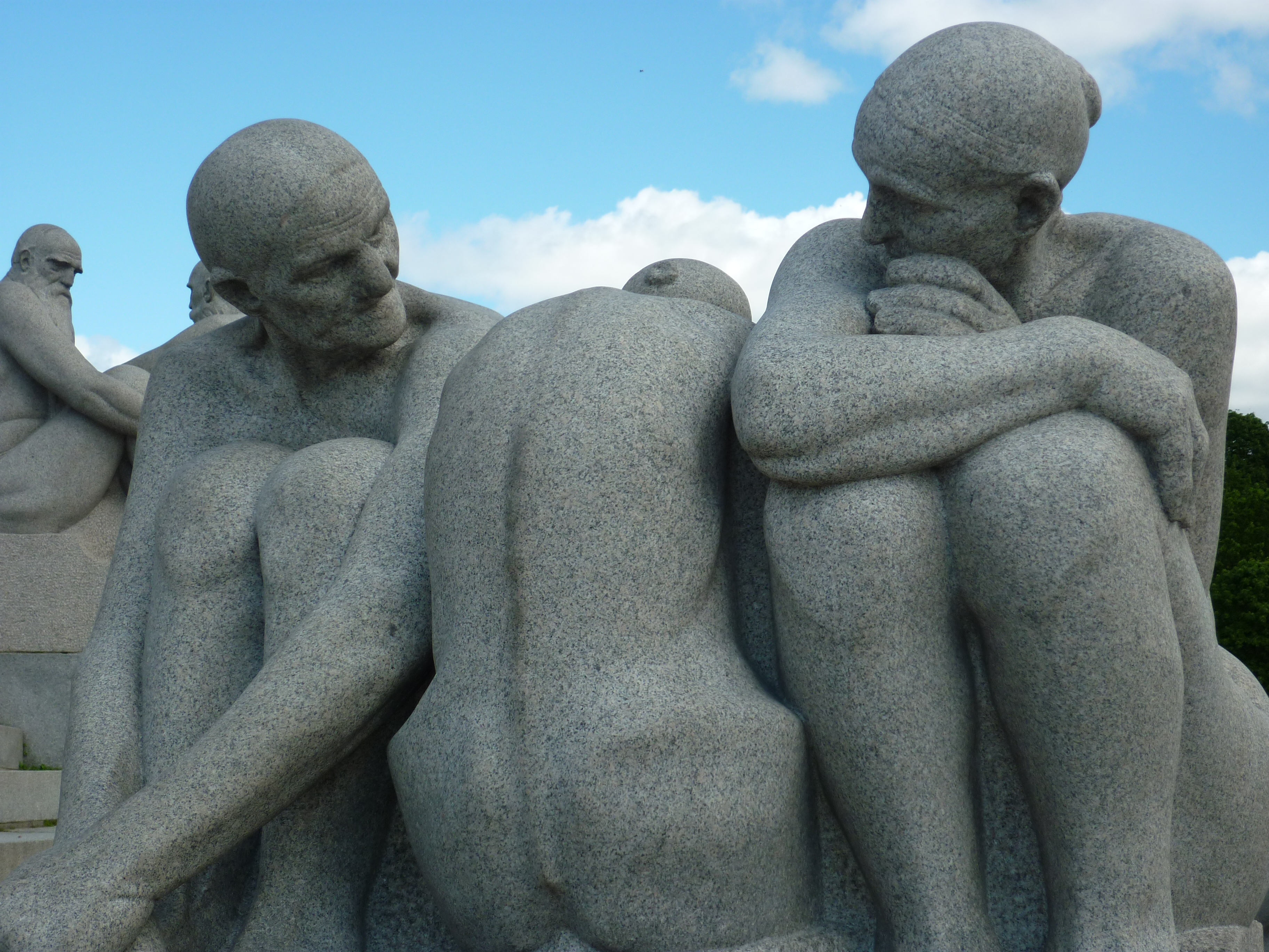 architecture, human, low angle view, sky, male likeness, cloud - sky, vigeland, oslo, human representation, religion, stone, old, day, representation, no people, HD Wallpaper