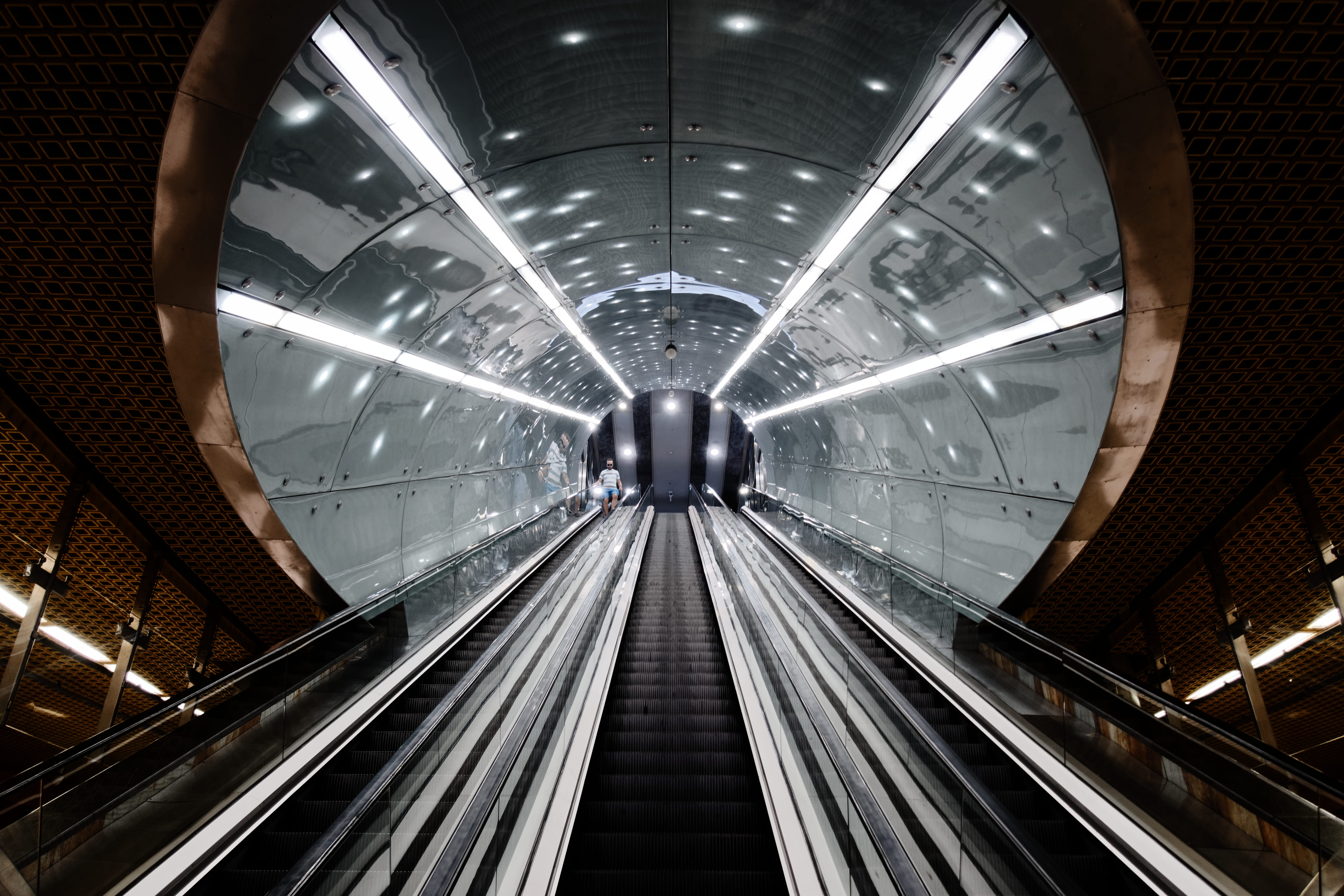 indoors, interior, poland, ceiling, illuminated, urban, transportation, ornament, train, subway, terminal, photography, building, futuristic, the way forward, HD Wallpaper