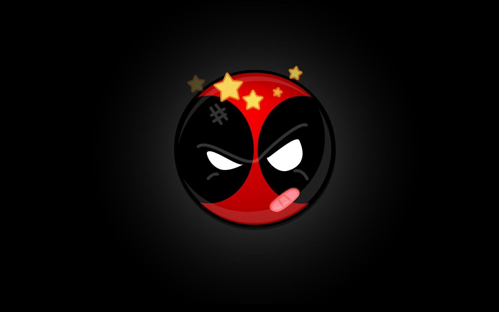 symbol, illuminated, logo, black color, security, Deadpool, geometric shape, copy space, circle, sign, dark, 720P, indoors, black background, emotion, HD Wallpaper
