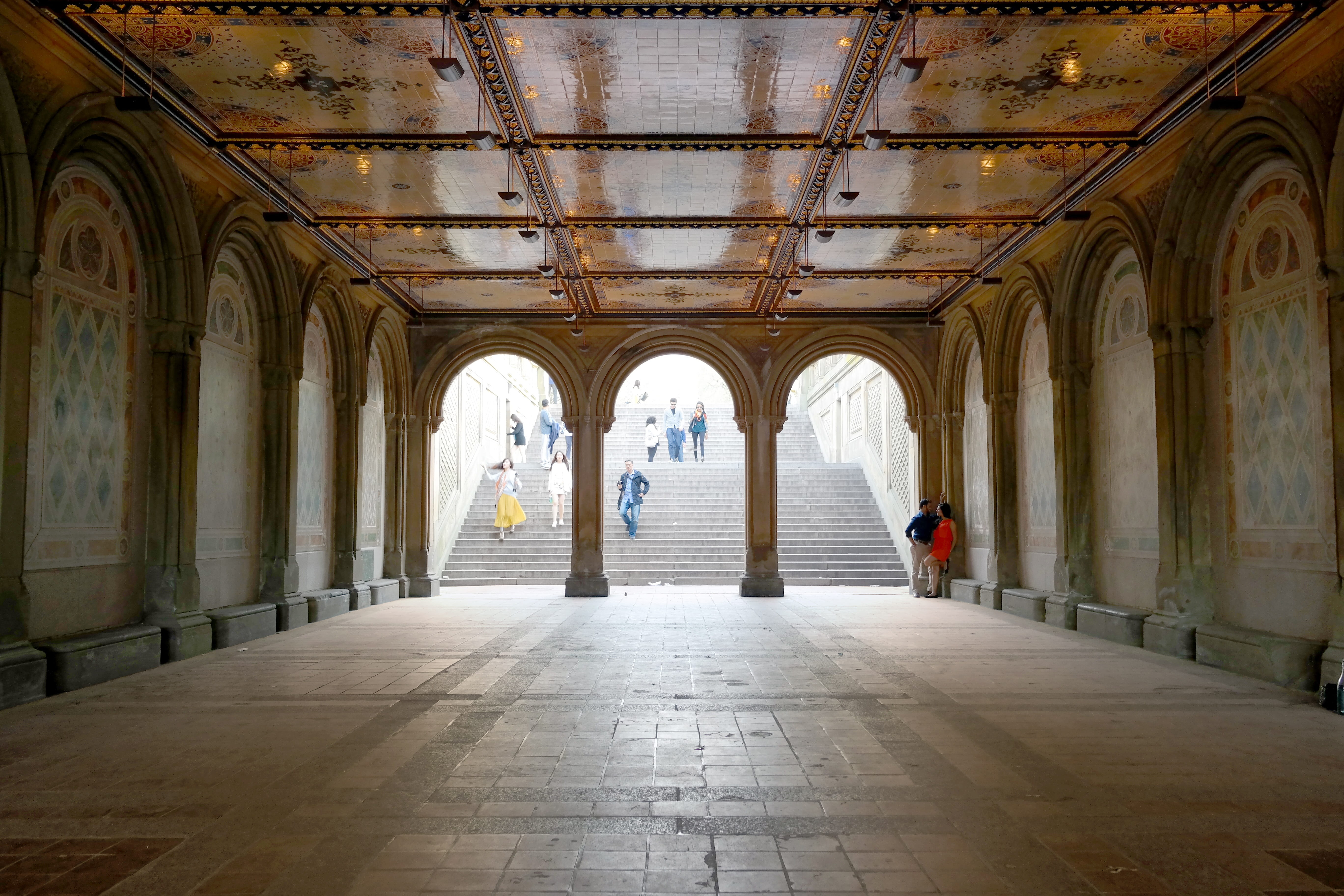 building, Underpass, mosaic, underground, Architecture, men, old, walking, Walkway, direction, the way forward, long, architectural column, colonnade, flooring, HD Wallpaper