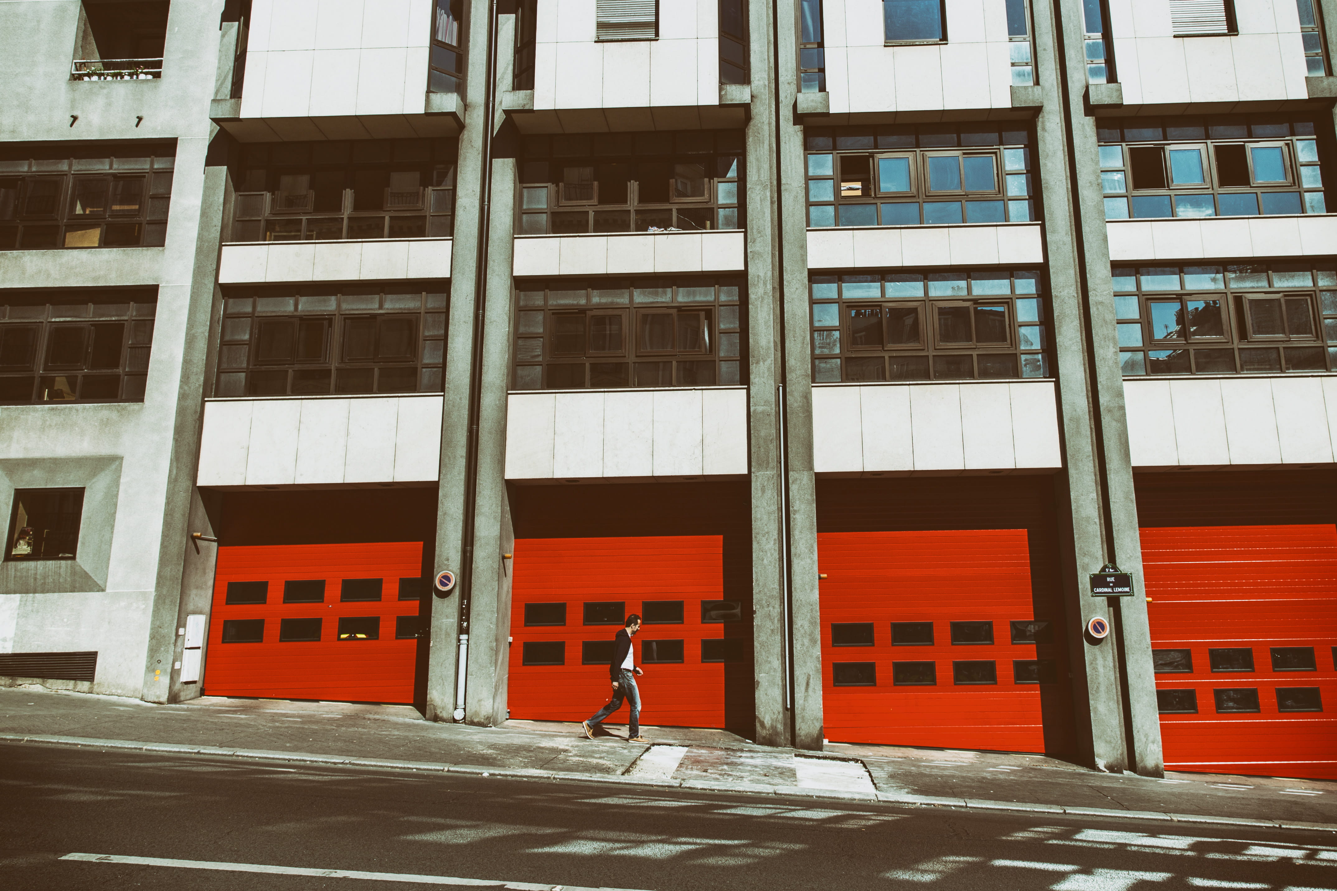 bright red, urban Scene, building Exterior, Buildings, office building exterior, bright, lifestyles, outdoors, built Structure, one person, Canon 6D, road, HD Wallpaper