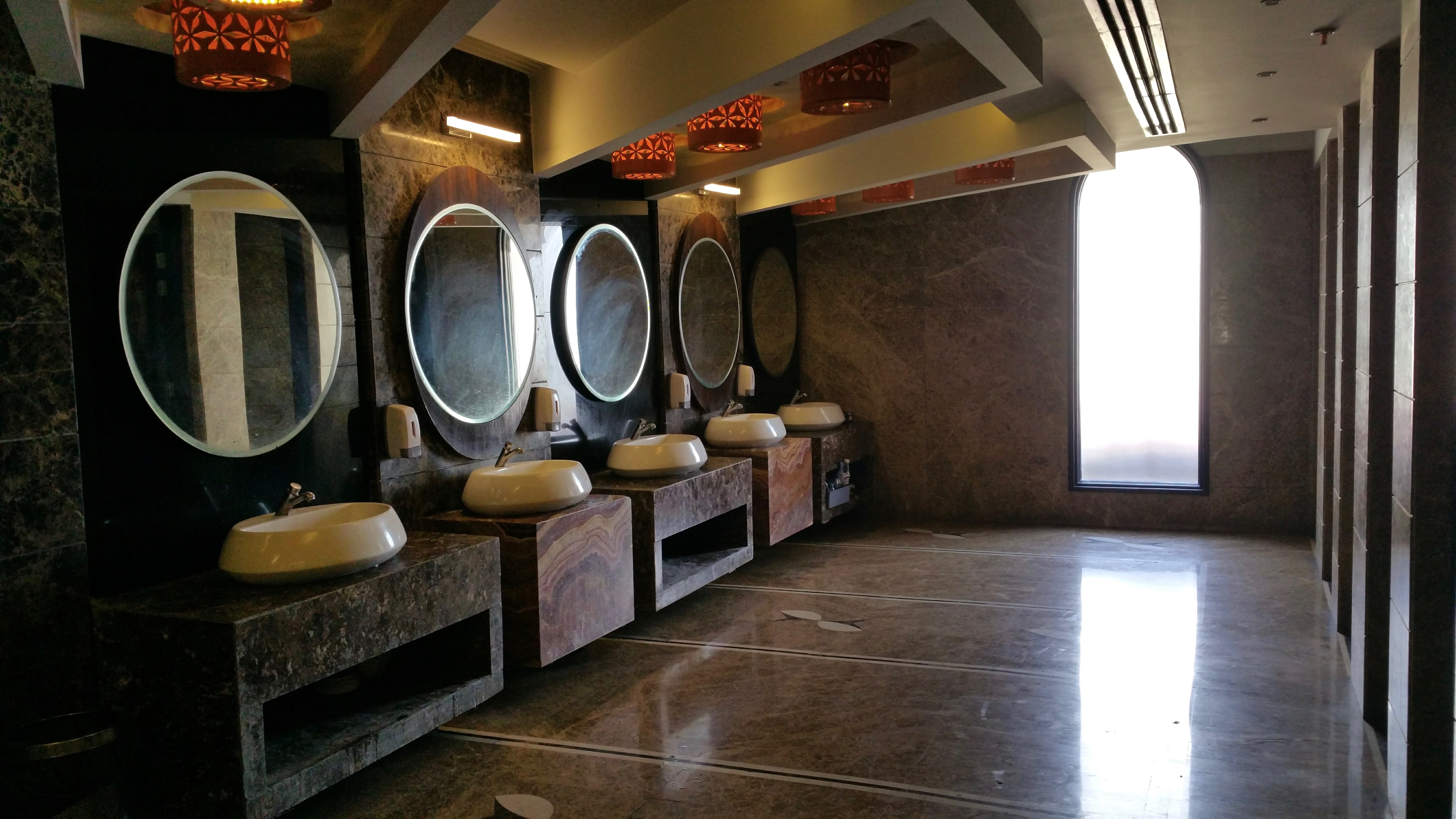 bathroom, food and drink industry, electric lamp, travel, 5K, no people, wall - building feature, walls, container, karnal, flooring, in a row, choice, HD Wallpaper