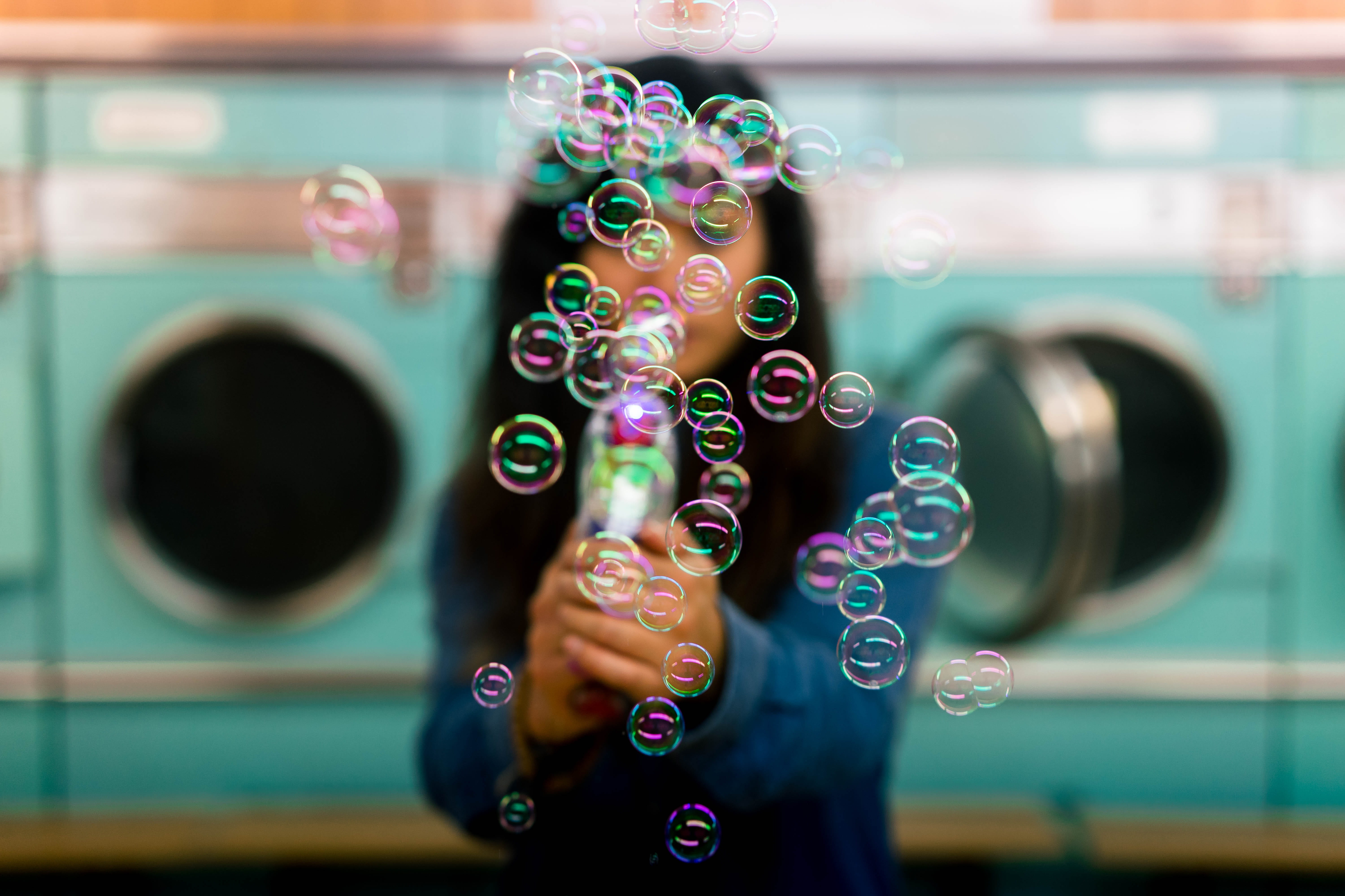 bubbles, body part, motion, woman, selective, close-up, circle, girl, fashion, appliance, bubble, household equipment, focus, bubble gun, one person, machinery, HD Wallpaper