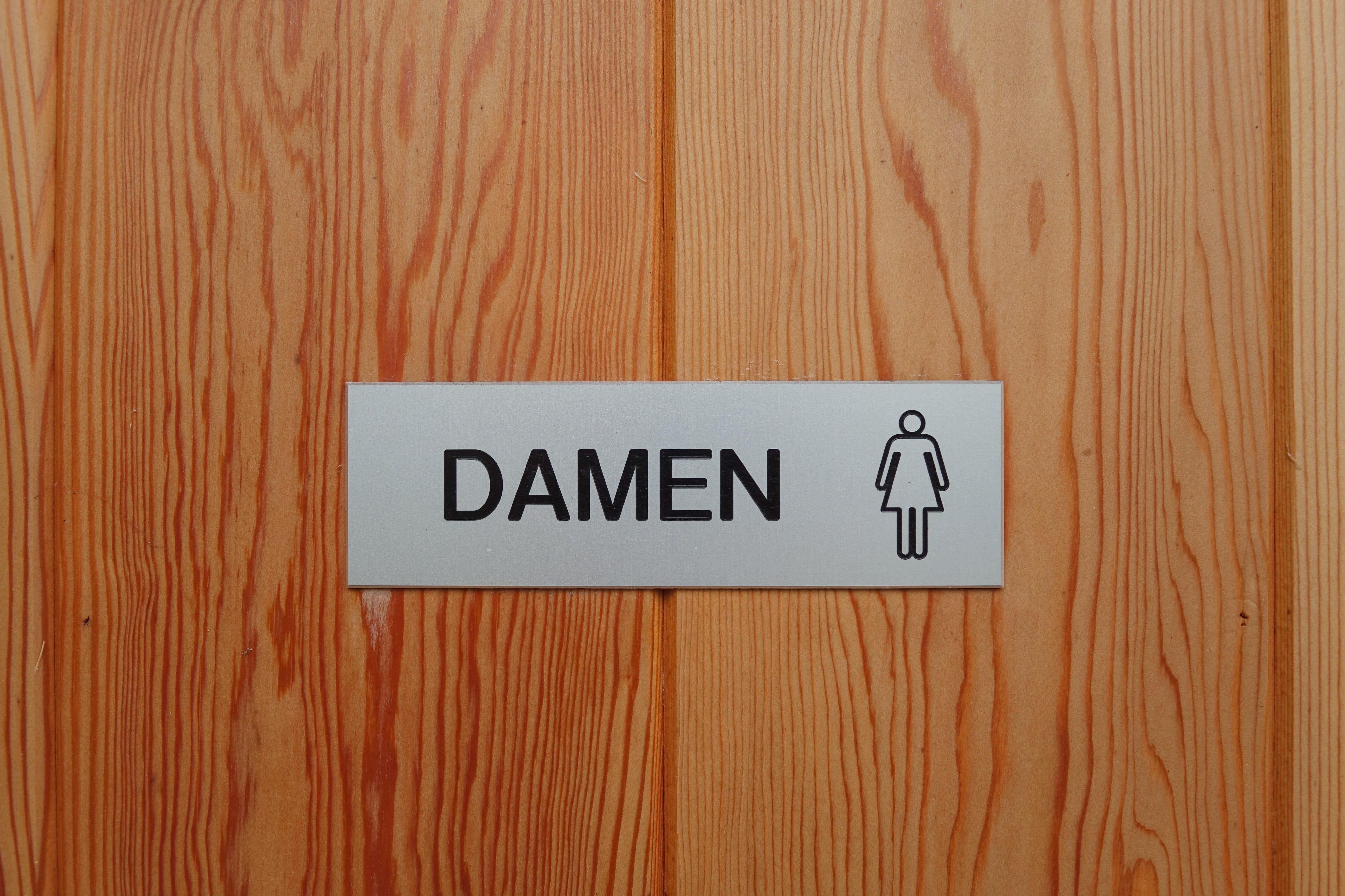 western script, copy space, wood paneling, message, restroom sign, guidance, colored background, Ladies, Door, day, Wc, girl, information, pattern, close-up, HD Wallpaper