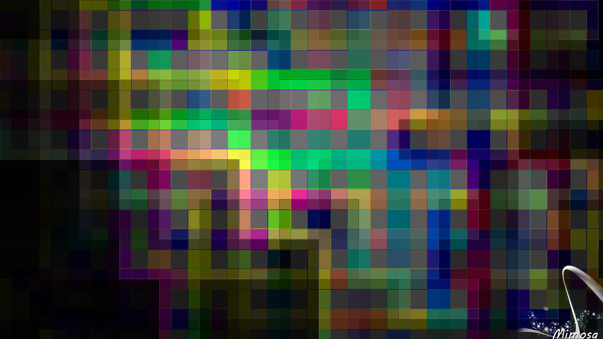 Abstract, Shapes, Fluorescent, Black, Square, Colorful, Digital Art, Geometry, 1080P, HD Wallpaper