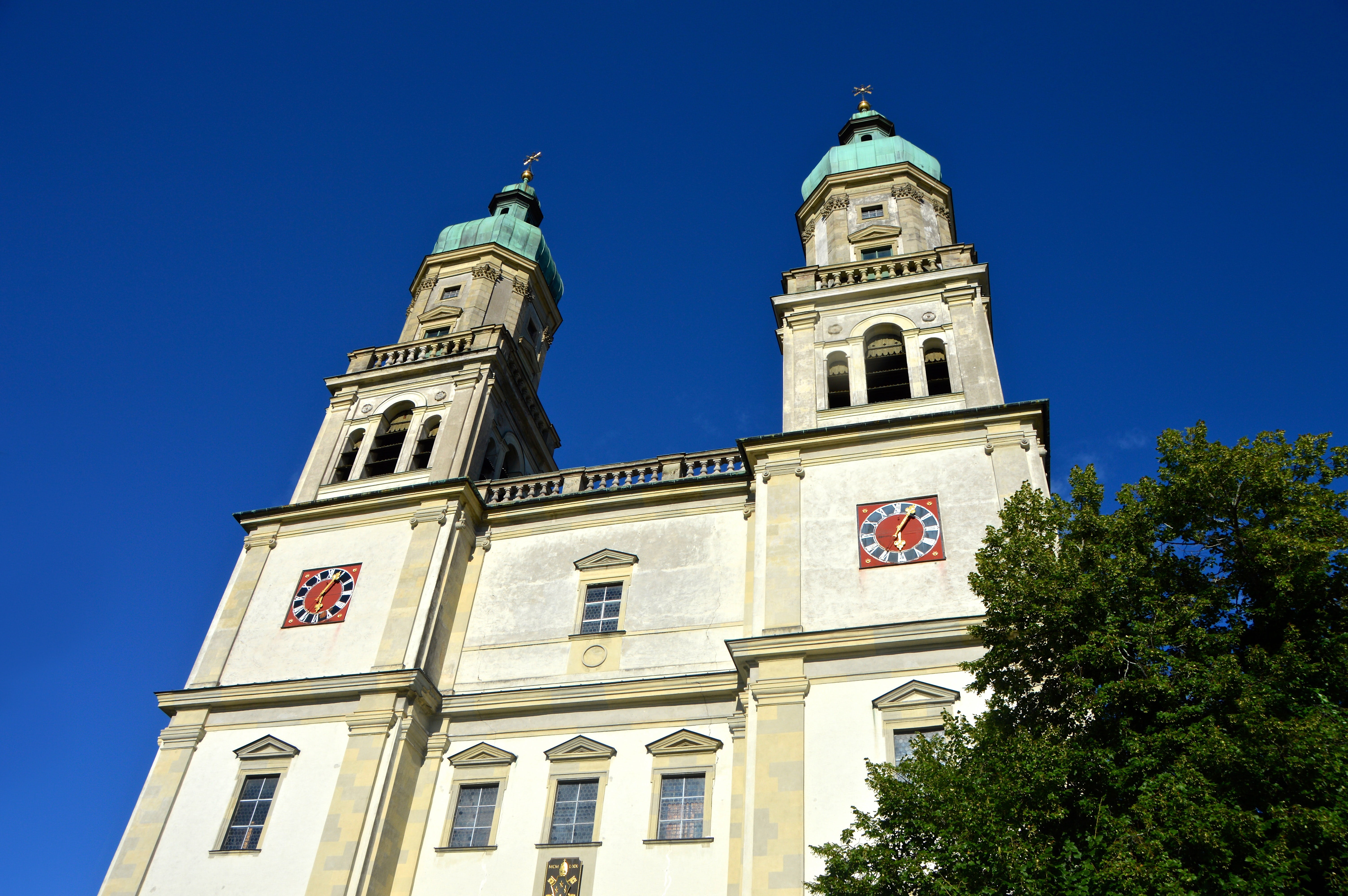 blue, day, low angle view, architecture, clear sky, europe, building exterior, built structure, kempten, kirchplatz, clock, sky, 5K, travel destinations, HD Wallpaper