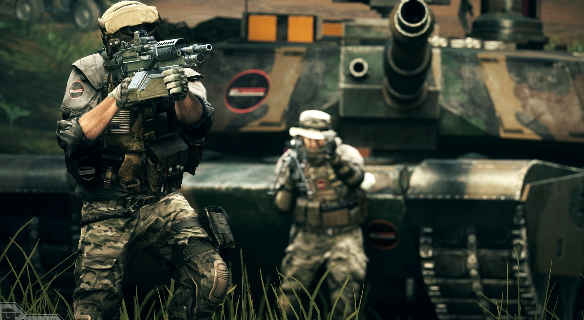 bf4, uniform, gun, weapon, government, military uniform, clothing, military, war, fighting, two people, 1080P, special forces, battlefield 4, army, rifle, HD Wallpaper