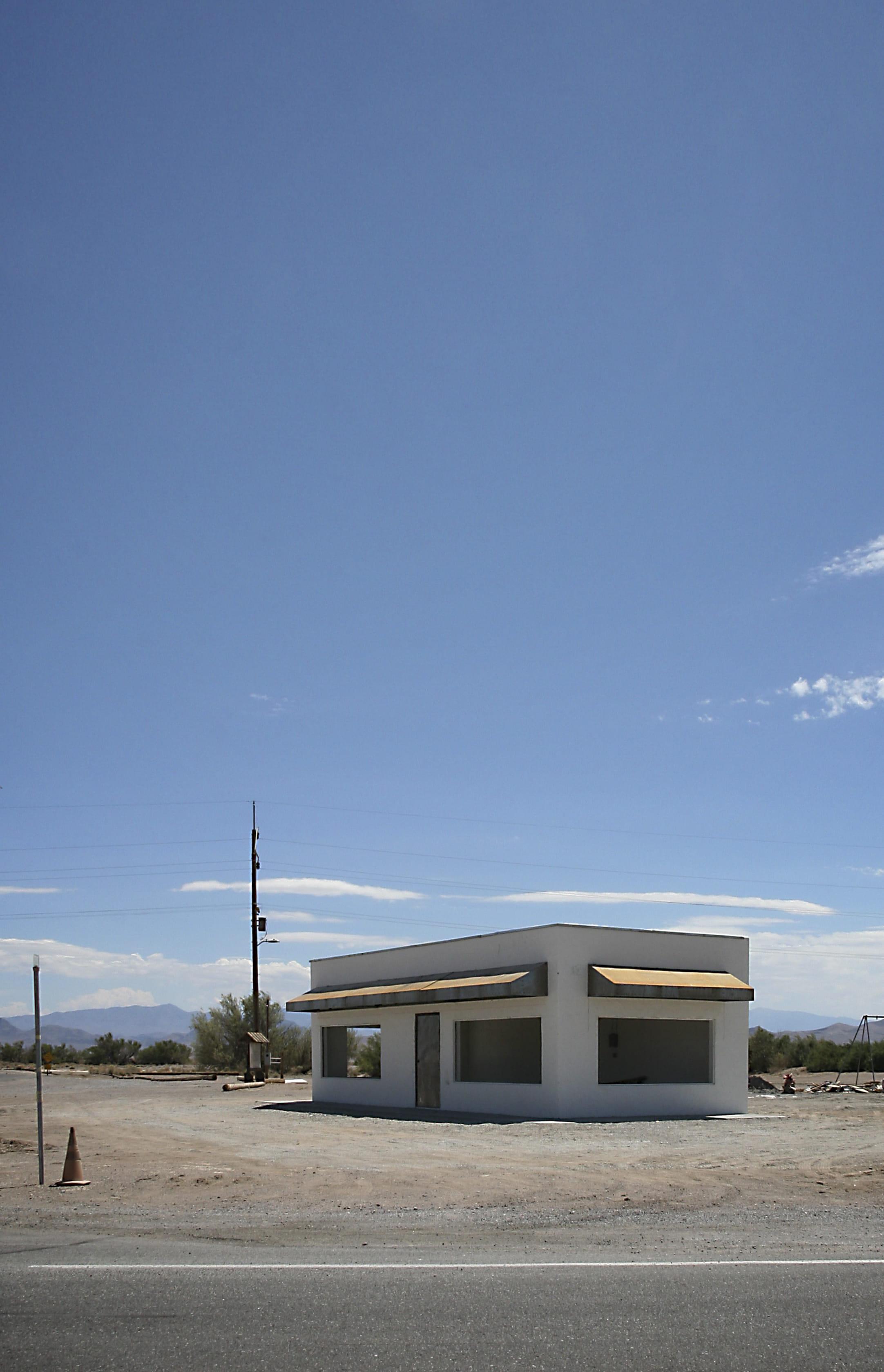 land, desert, united states, california, sky, built structure, transportation, blue, copy space, cloud - sky, abondonned, gas station, store, car, sunny, Phone HD Wallpaper