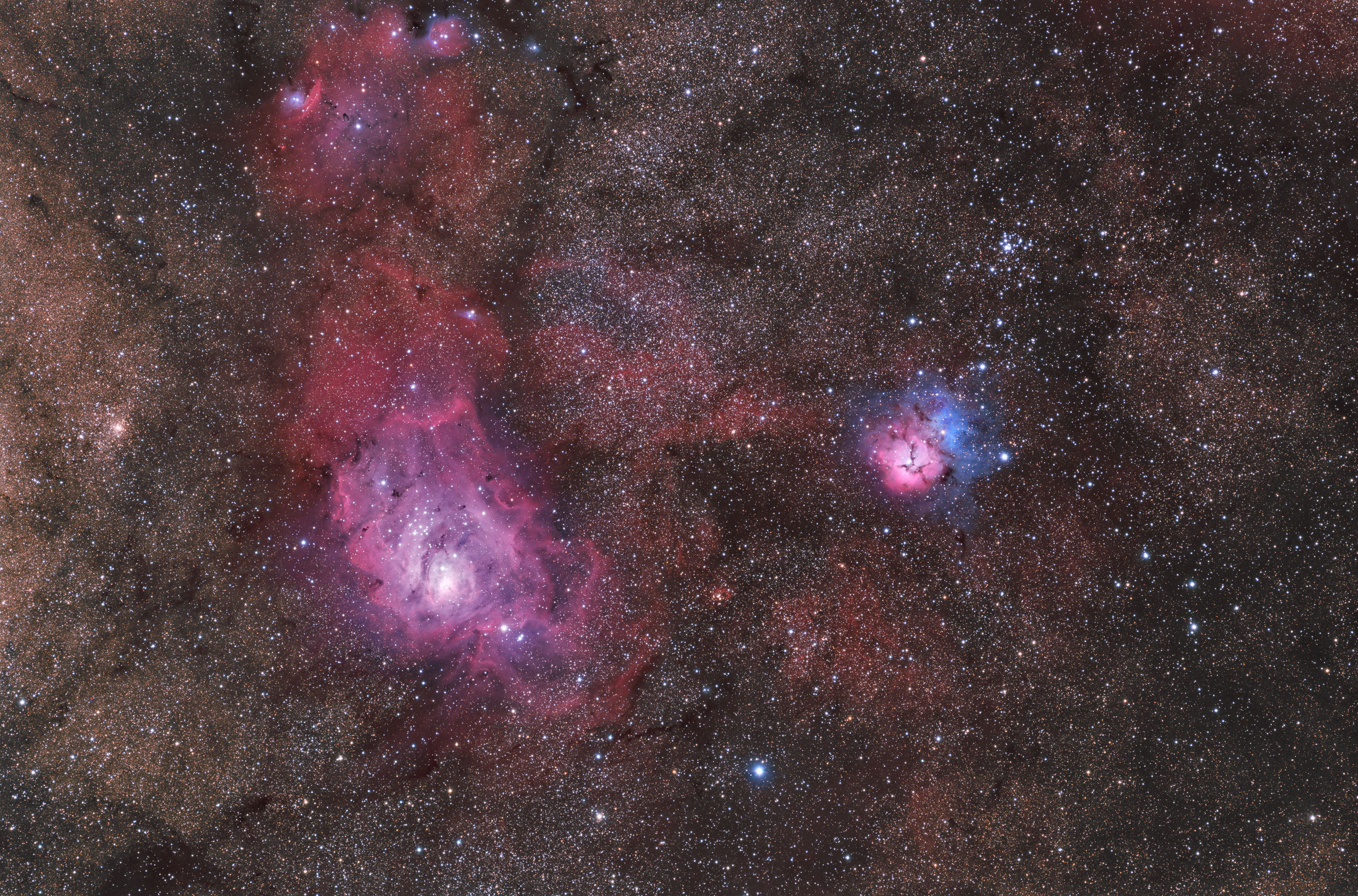 nebula, NGC 6559, space, M20, Messier, 2K, HD Wallpaper