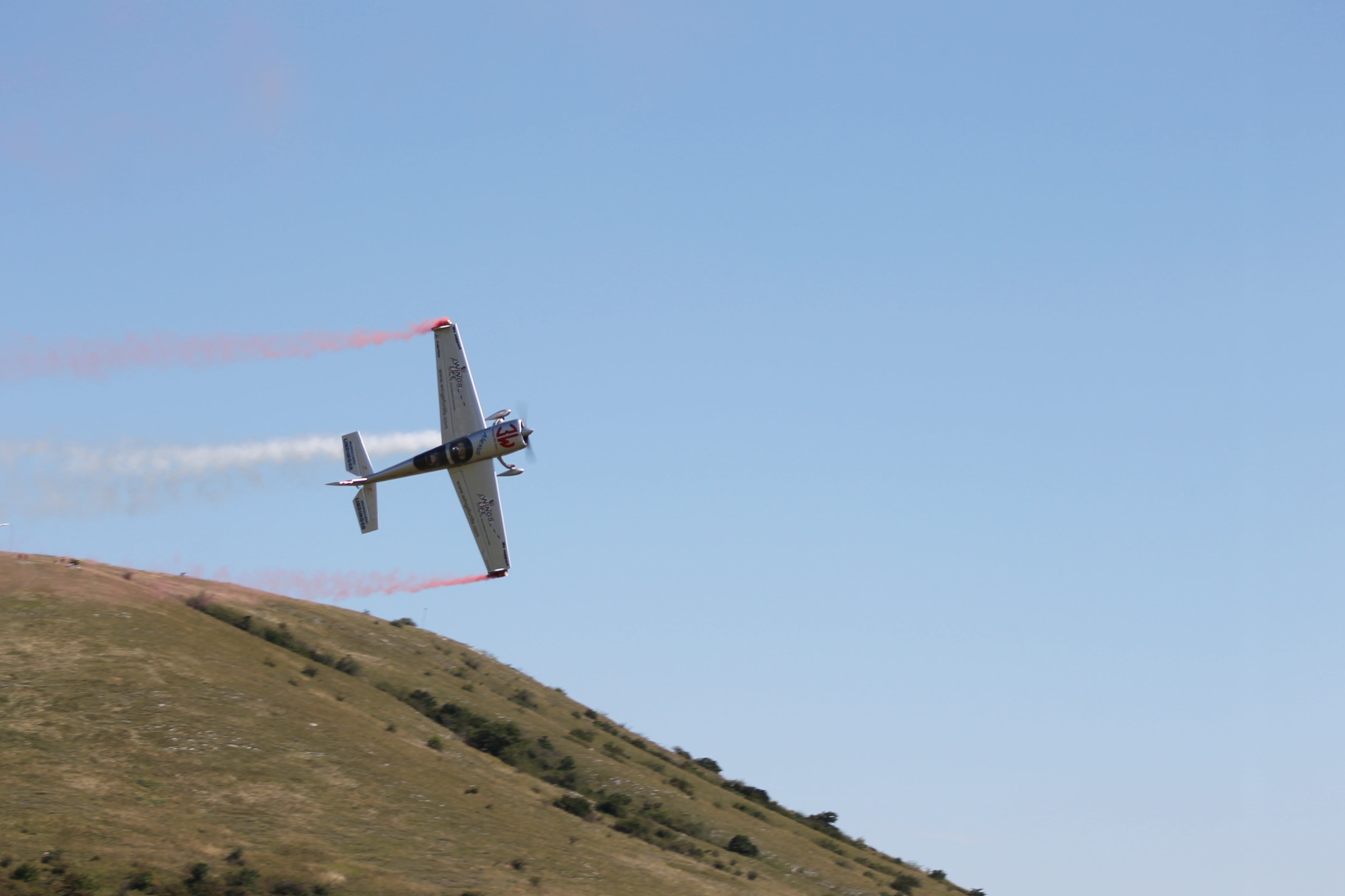 sunny, no people, clear sky, red-bull red bull, blue, air Vehicle, travel, nature, plane, environment, day, mid-air, on the move, flyer, aircraft, propeller plane, HD Wallpaper