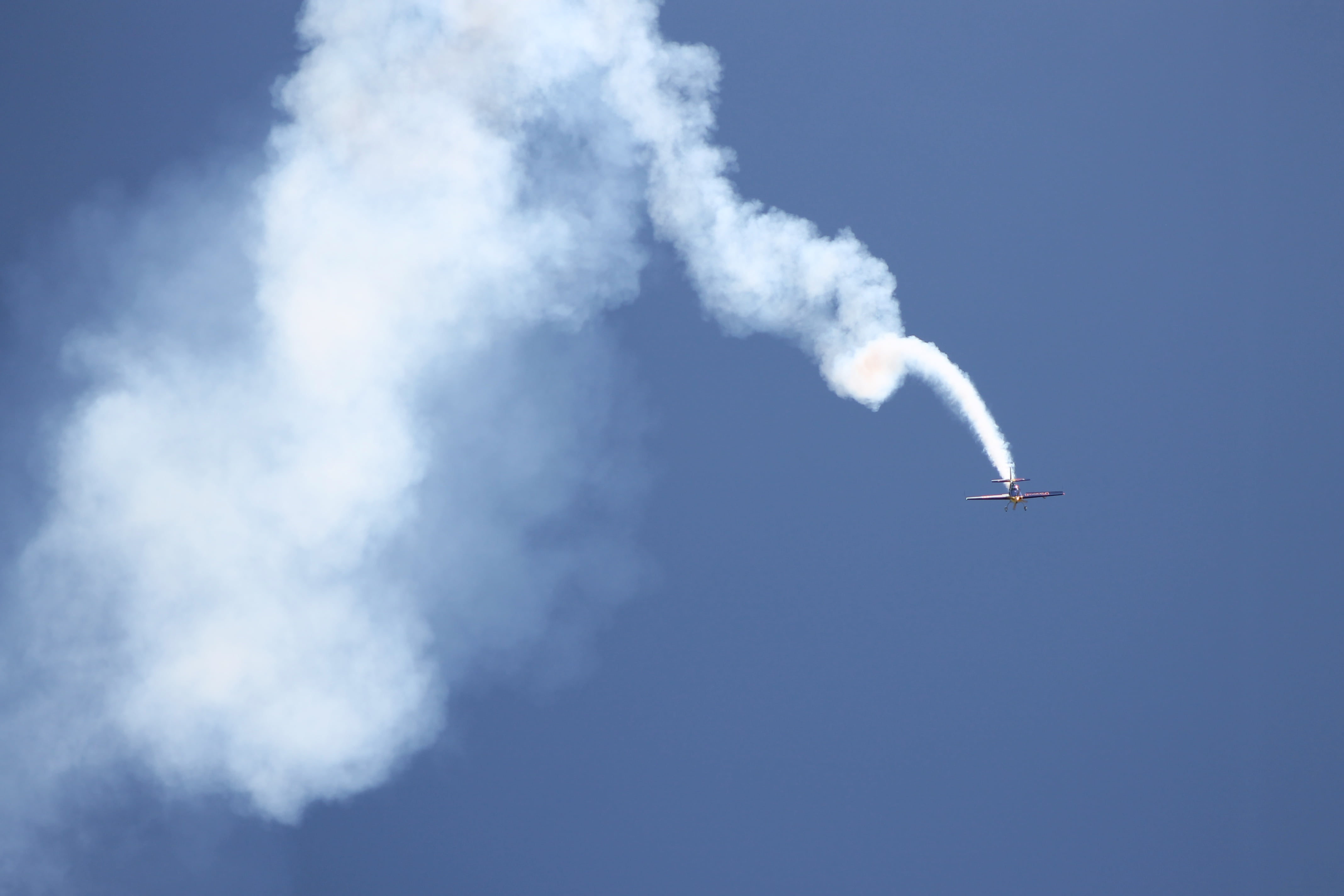 stunt, nature, aerobatics, aircraft, air, airpower, air Vehicle, flying, airshow, trail, propeller plane, m17, mode of transportation, motion, day, outdoors, HD Wallpaper