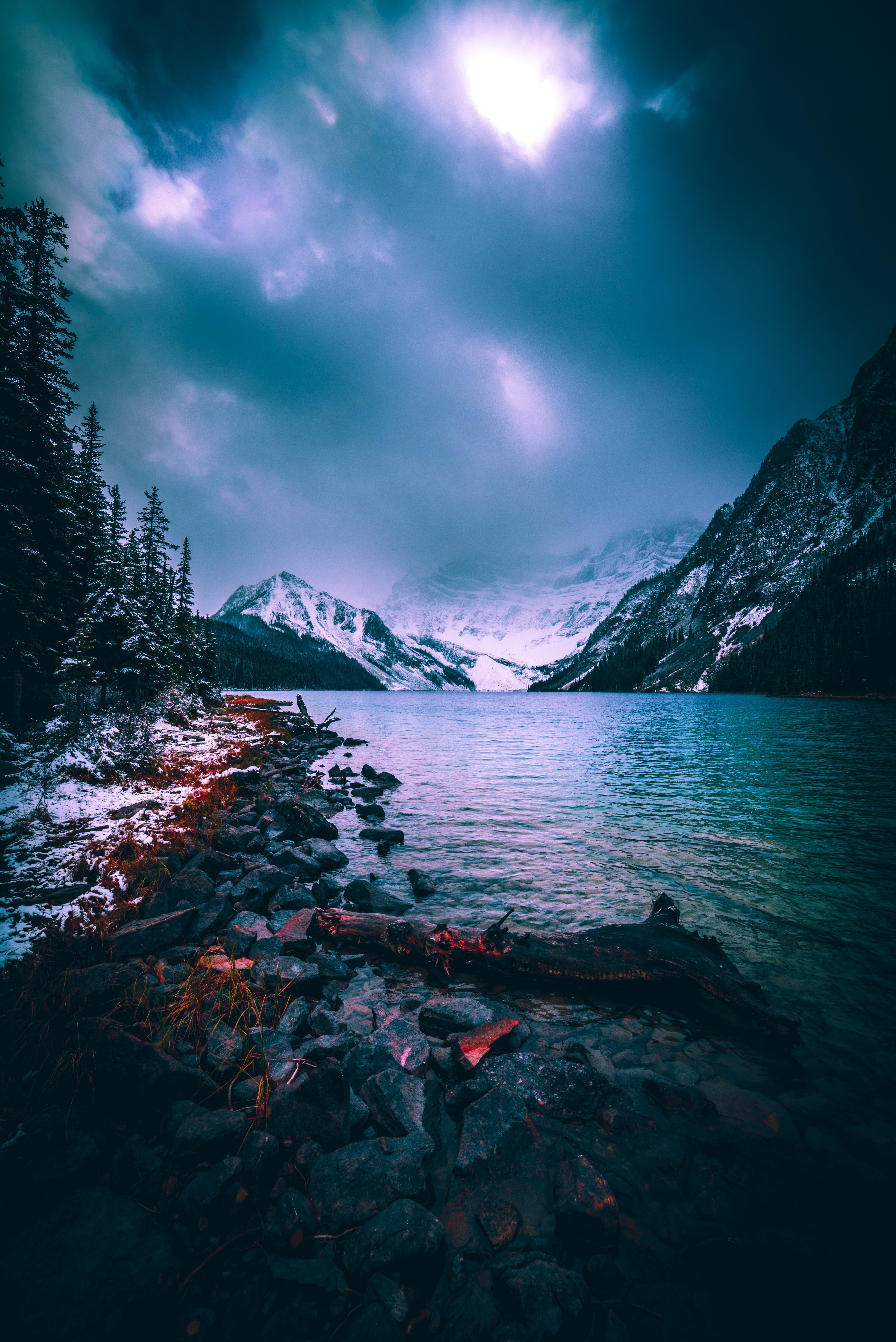 environment, canada, forest, mountain, gray, 5K, mountains, landscape, water, sunlight, outdoors, travel Destinations, cold temperature, fog, white, scenics, Phone HD Wallpaper