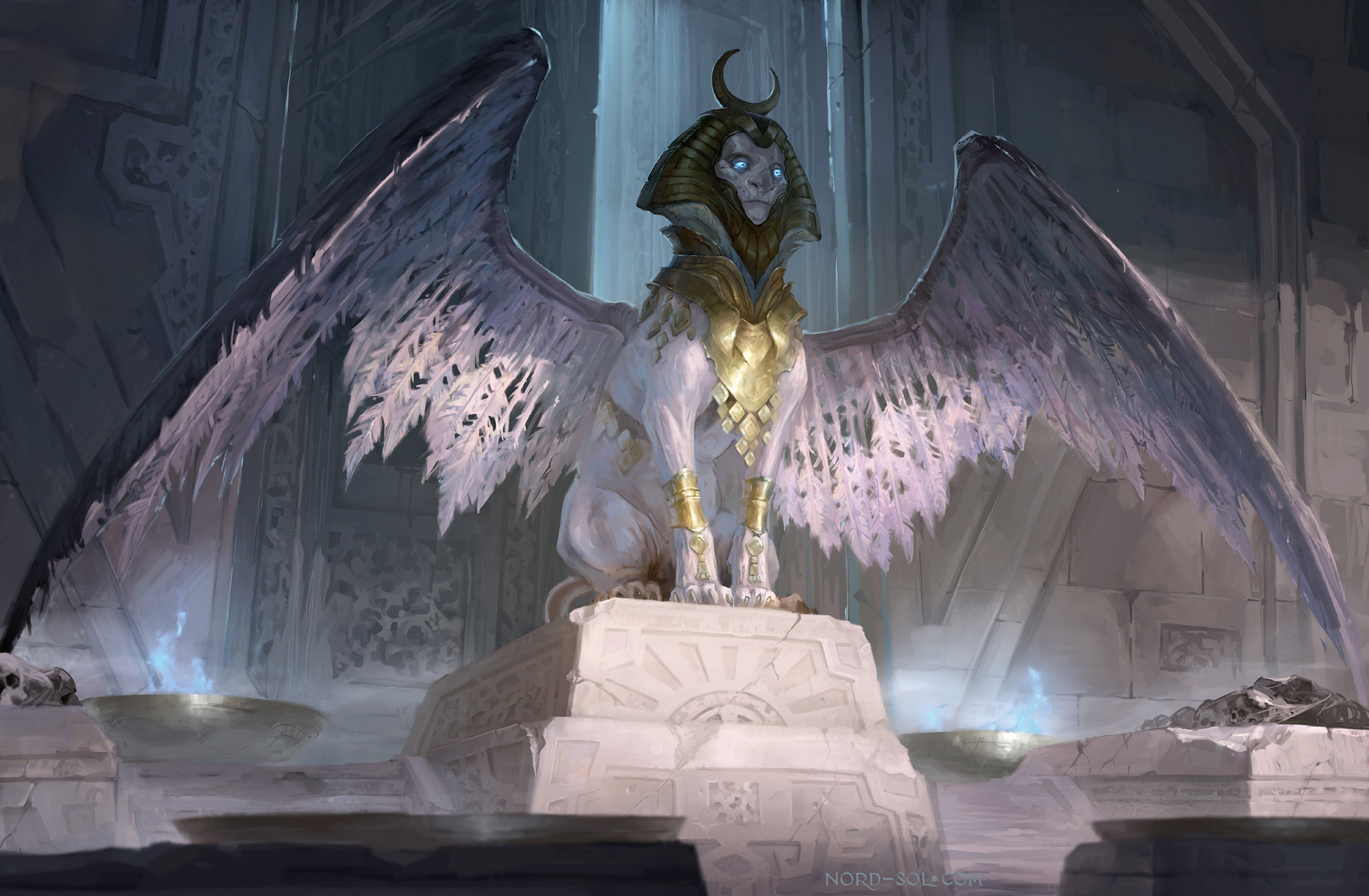 Fantasy, Sphinx, Wings, Creature, 1080P, HD Wallpaper