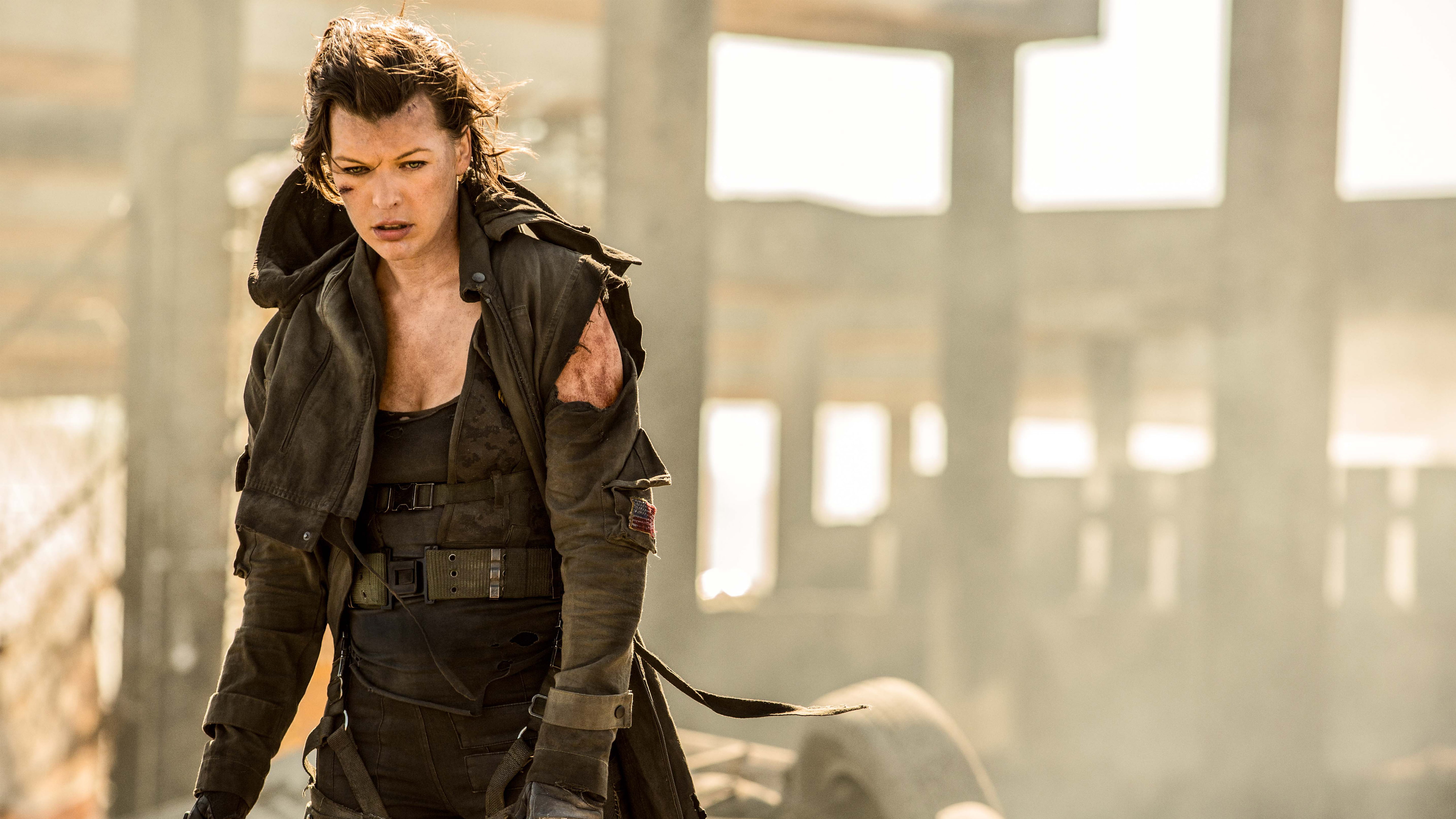 Milla Jovovich, jacket, 5K, brown, Resident Evil: The Final Chapter, 5K, Alice, woman, HD Wallpaper