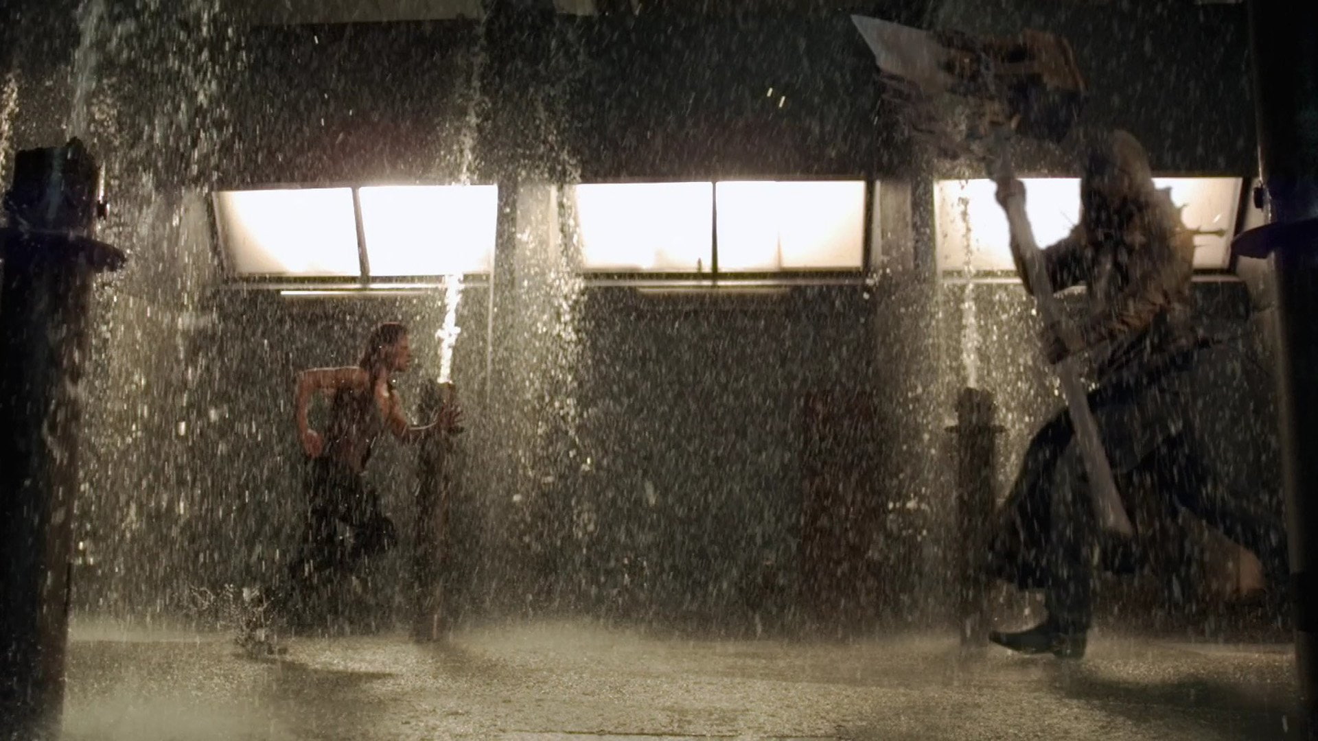 men, window, water, standing, motion, architecture, 1080P, enjoyment, males, young adult, adult, togetherness, indoors, Resident Evil, two people, Resident Evil: Afterlife, HD Wallpaper