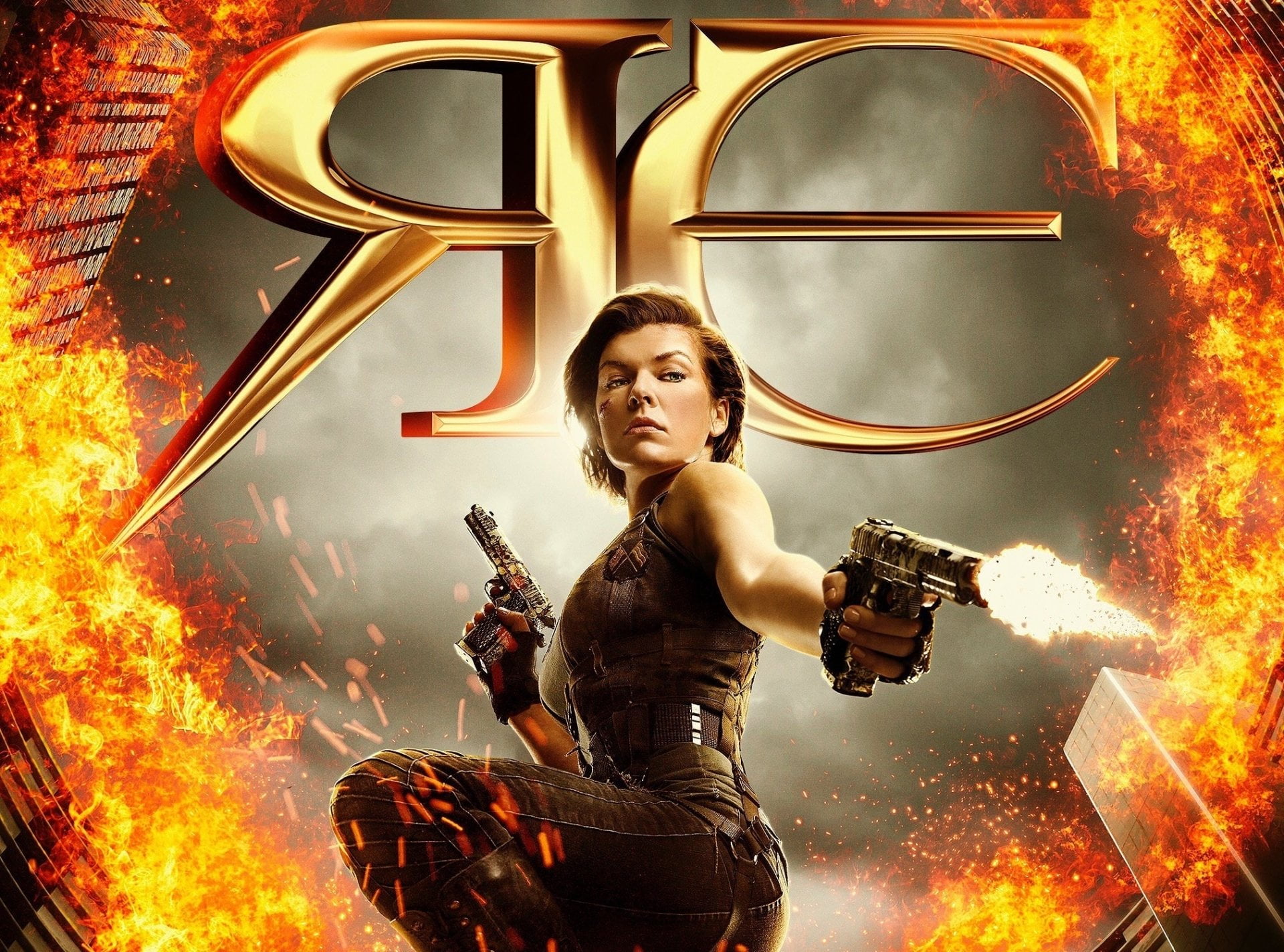 flame, 1080P, adult, smoke - physical structure, young women, Resident Evil, one person, fire - natural phenomenon, Resident Evil: The Final Chapter, holding, HD Wallpaper