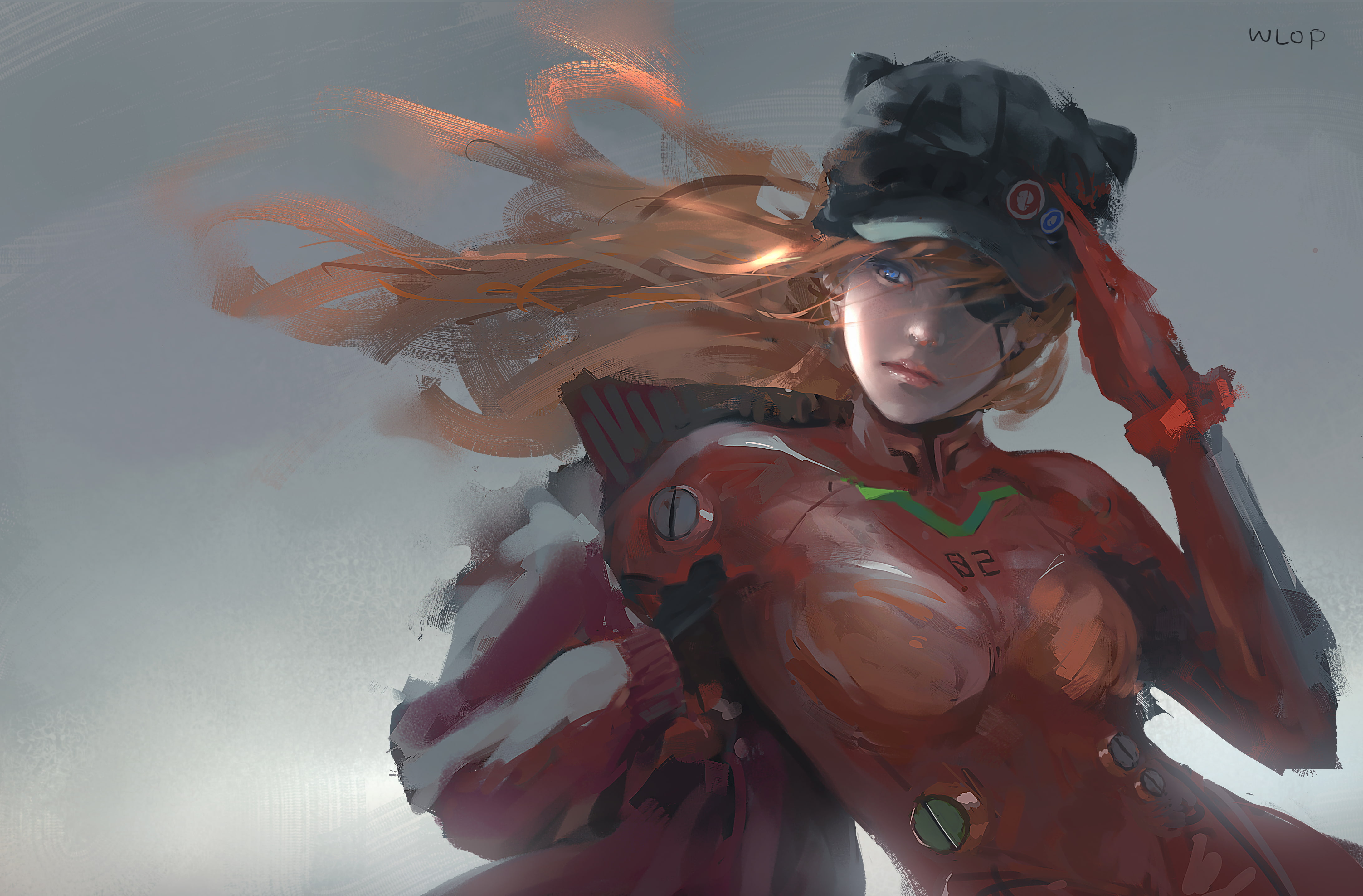 anime, redhead, digital art, anime girls, Neon Genesis Evangelion, 4K, Asuka Langley Soryu, painting, women, artwork, HD Wallpaper