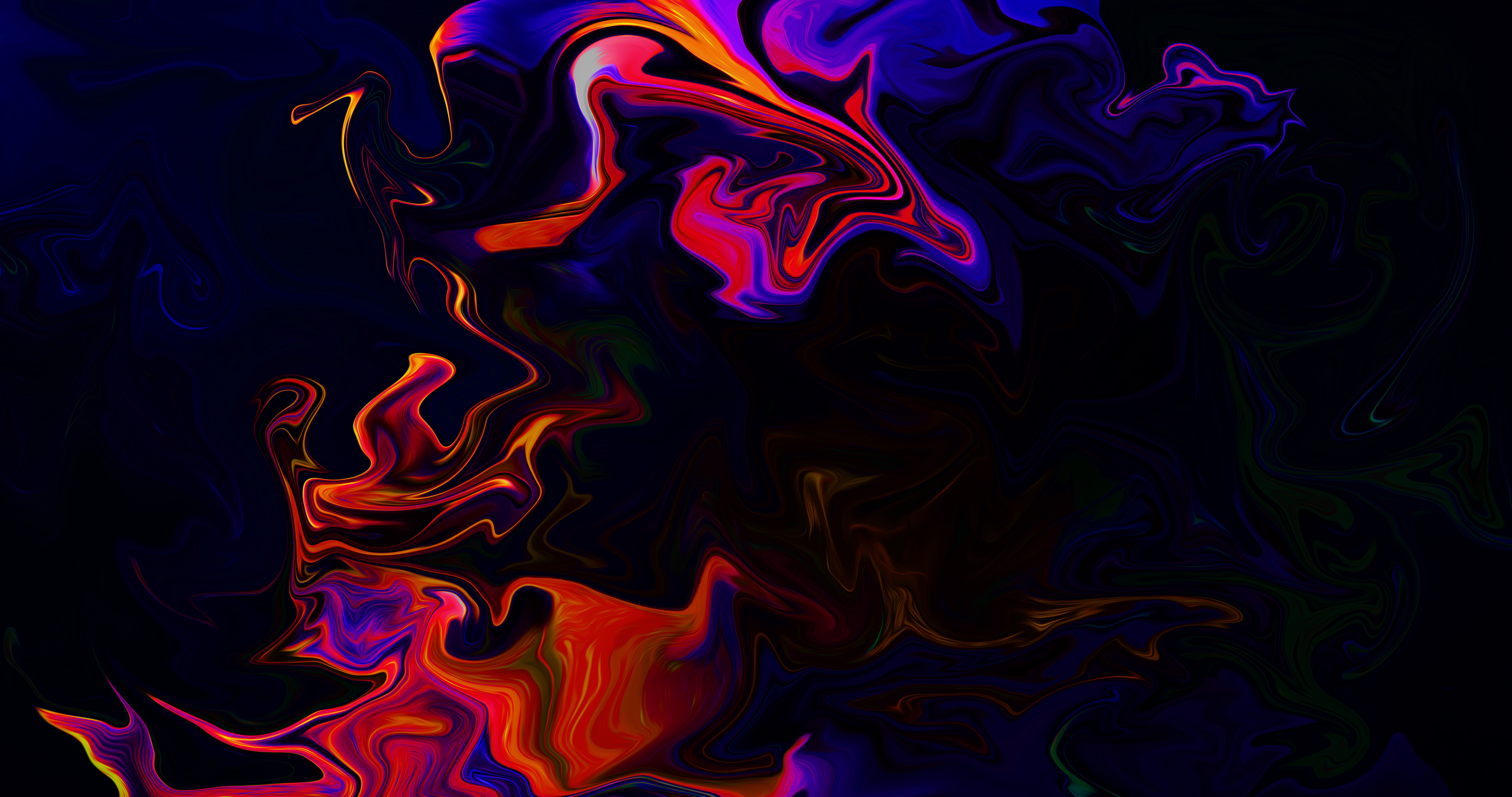 dark, artwork, digital art, colorful, shapes, fluid, blue, neon, paint brushes, liquid, red, 8K, abstract, HD Wallpaper