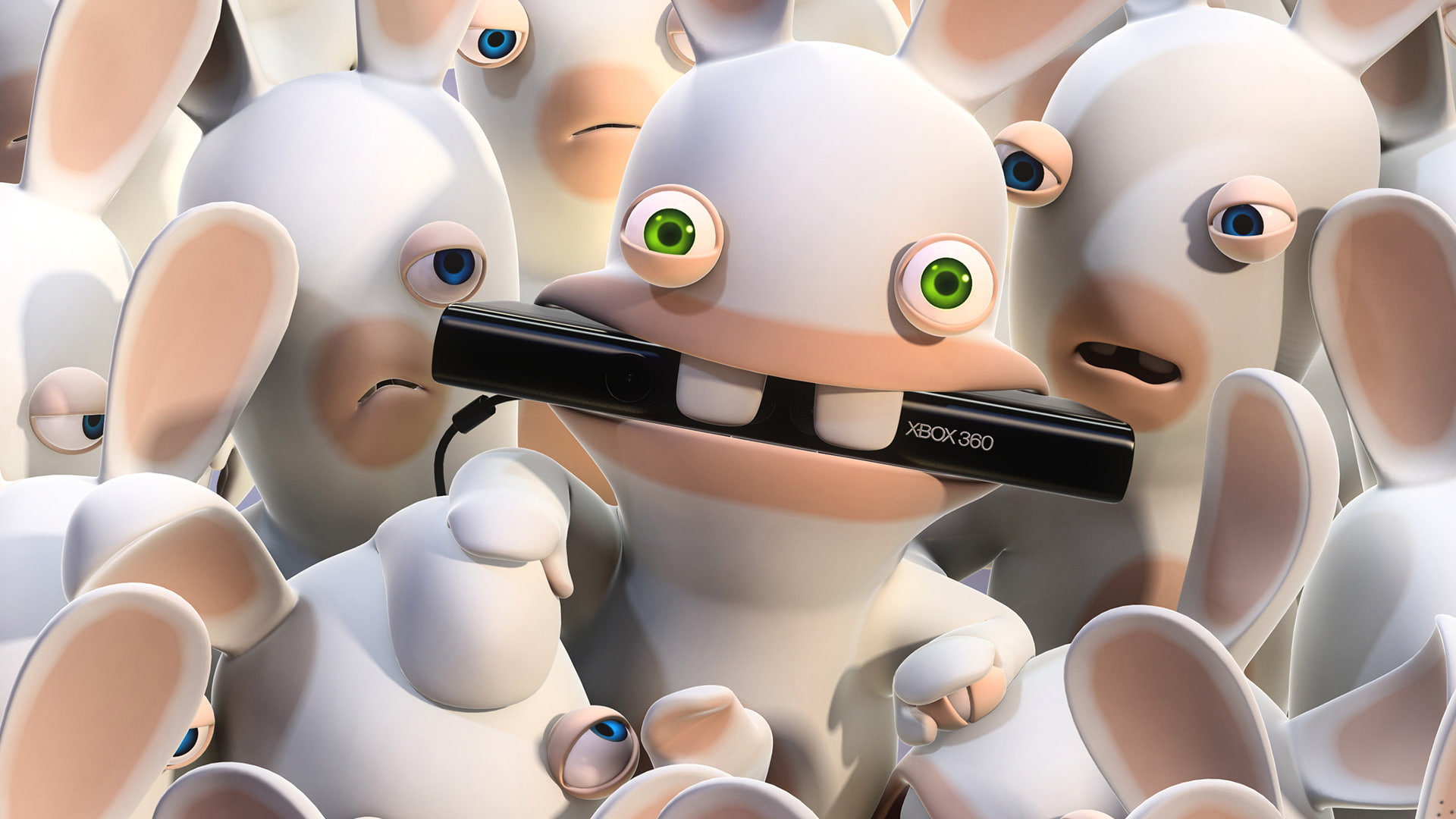 eyes, rabbits, green, Kinect, nibbles, raving rabbids, blue, 1080P, HD Wallpaper