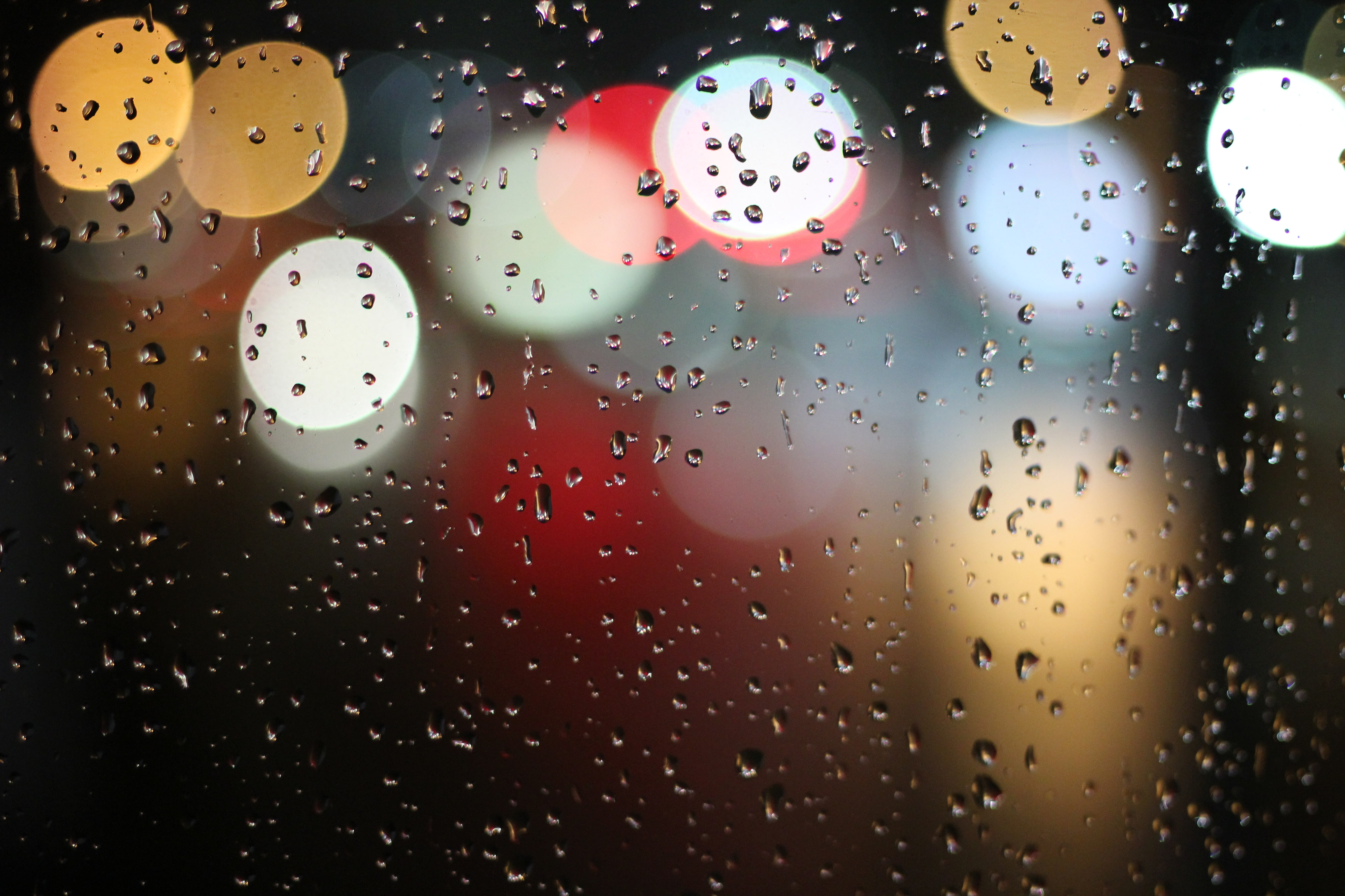 lights, raining, water, raindrops, 5K, drops, blur, colorful, colourful, window, rain, HD Wallpaper