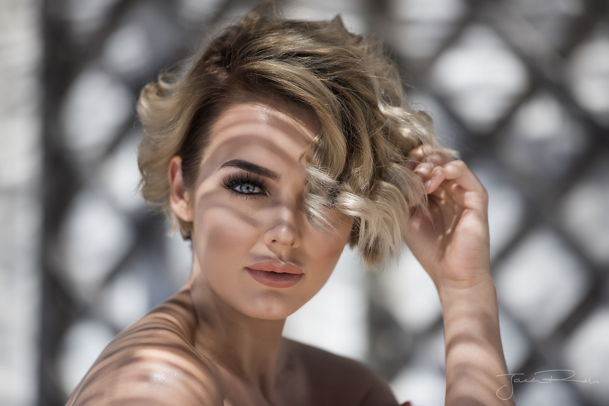 Model, Rosie Robinson, Blonde, Short Hair, Woman, Blue Eyes, Girl, Models, 1080P, Face, HD Wallpaper