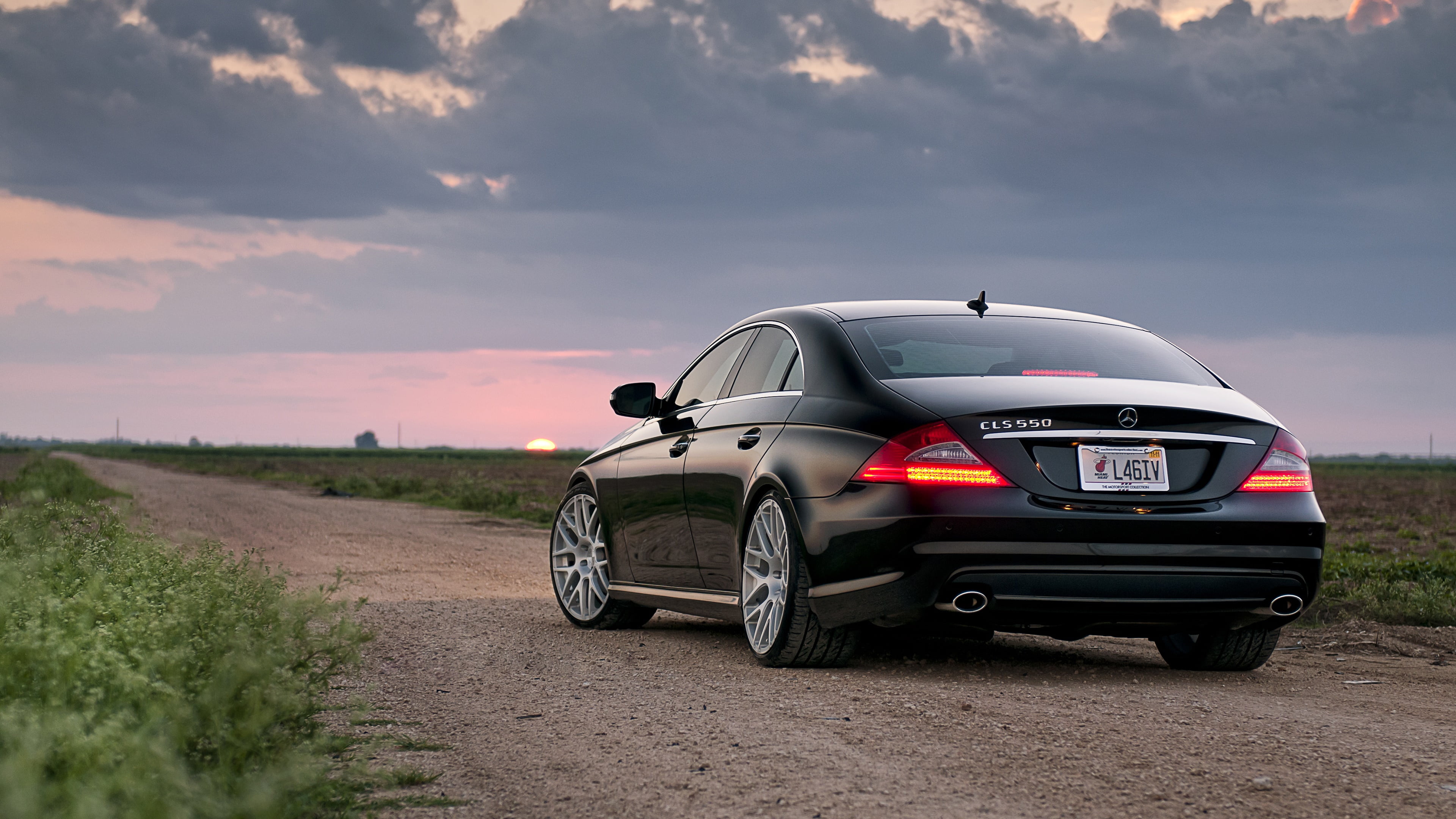 speed, transportation, nature, racecar, land vehicle, mercedes cls, sunset, no people, mercedes, vehicle, travel, executive car, black car, road, day, land, HD Wallpaper