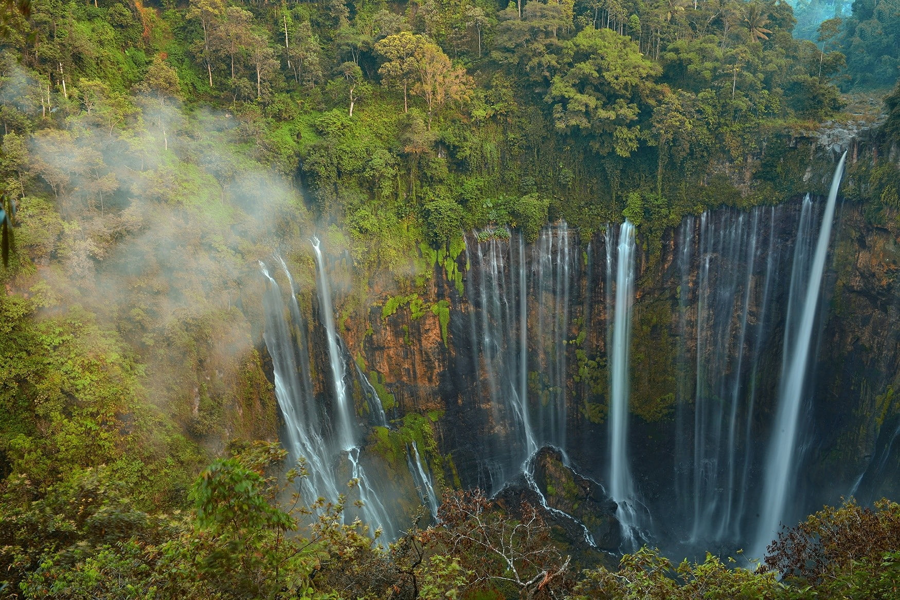 720P, Indonesia, trees, landscape, jungle, forest, green, nature, Java, waterfall, HD Wallpaper