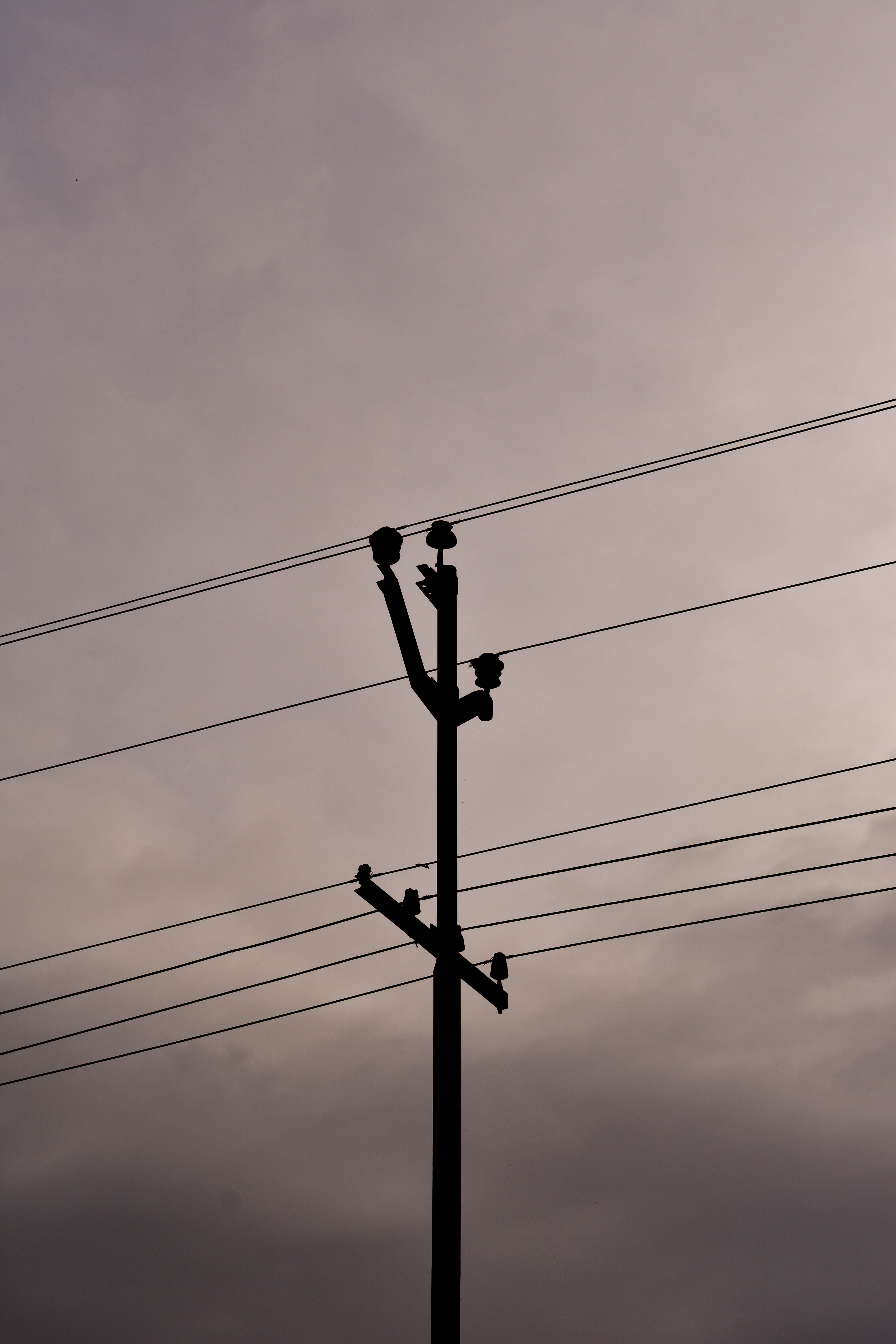 nature, grey, black, complexity, sky, outdoors, no people, dark, sunset, cloud - sky, electricity pylon, pole, technology, dull, silhouette, cloudy, connection, Phone HD Wallpaper