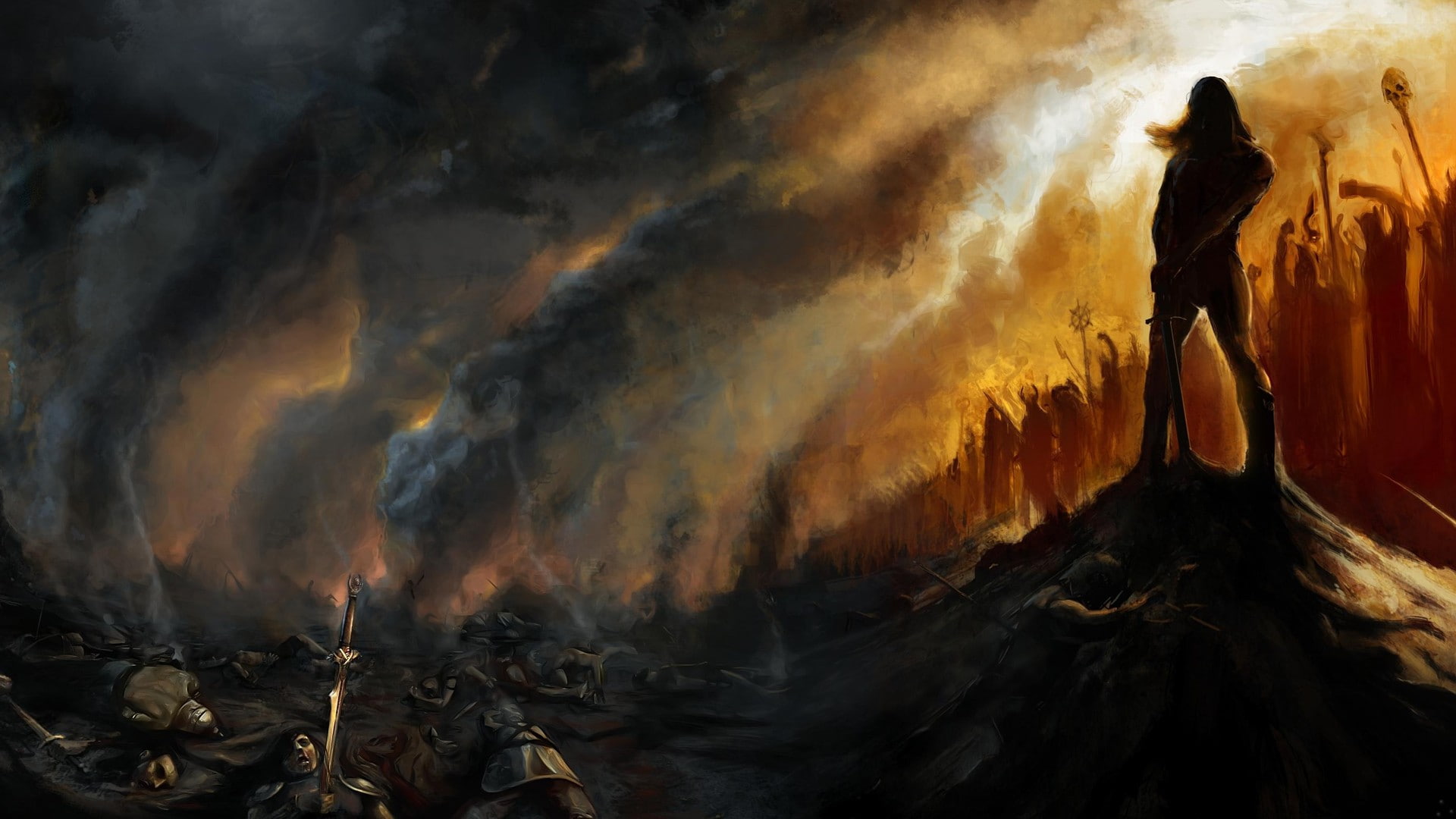 Age Of Conan, warriors, video, blood, swords, 1080P, hd, artwork, x, age, battle, games, art, conan, Video Games, HD Wallpaper