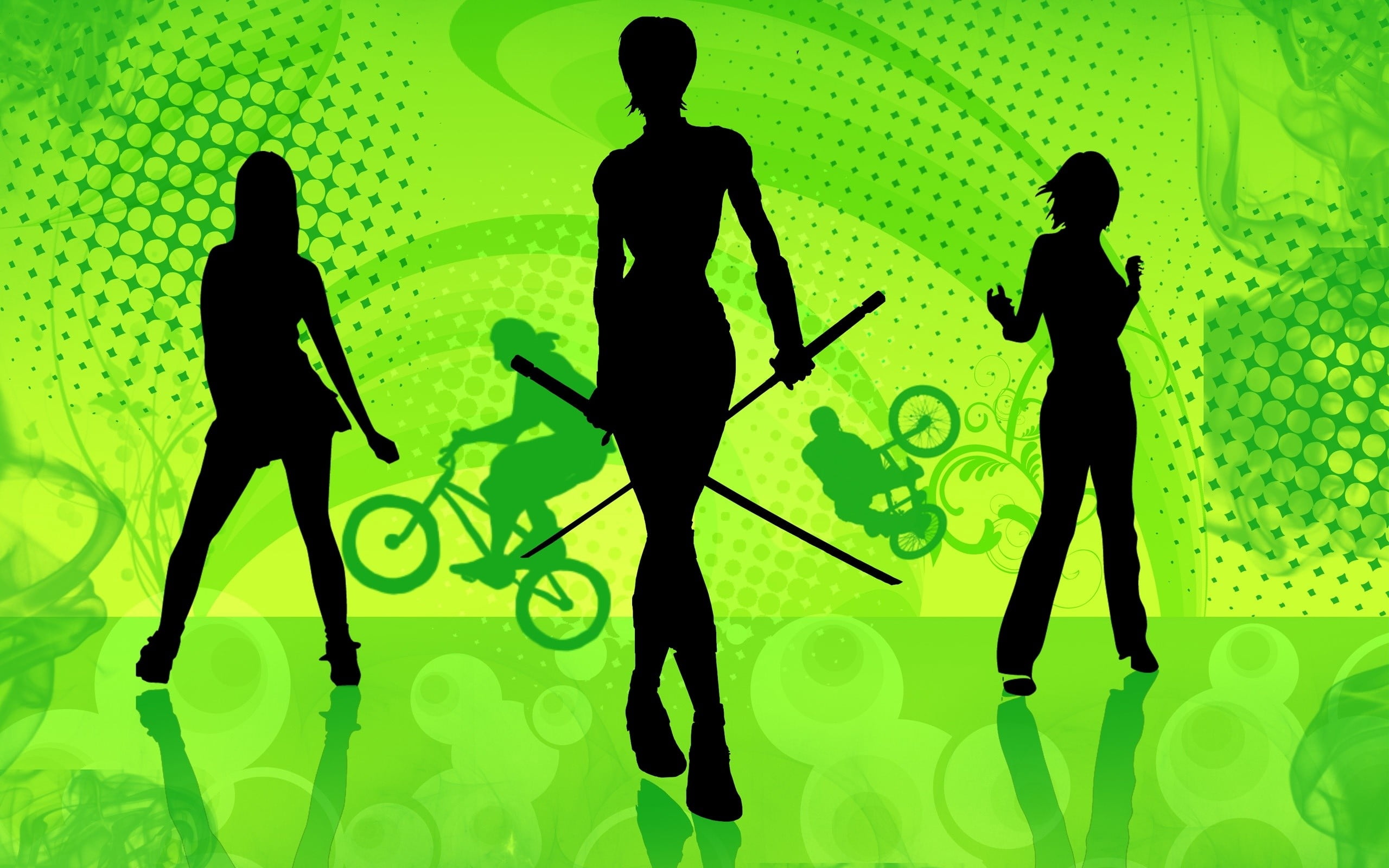 women, backgrounds, style, females, 2K, back Lit, real people, green color, girl, silhouette, vector, motion, brawl, men, adult, human representation, HD Wallpaper
