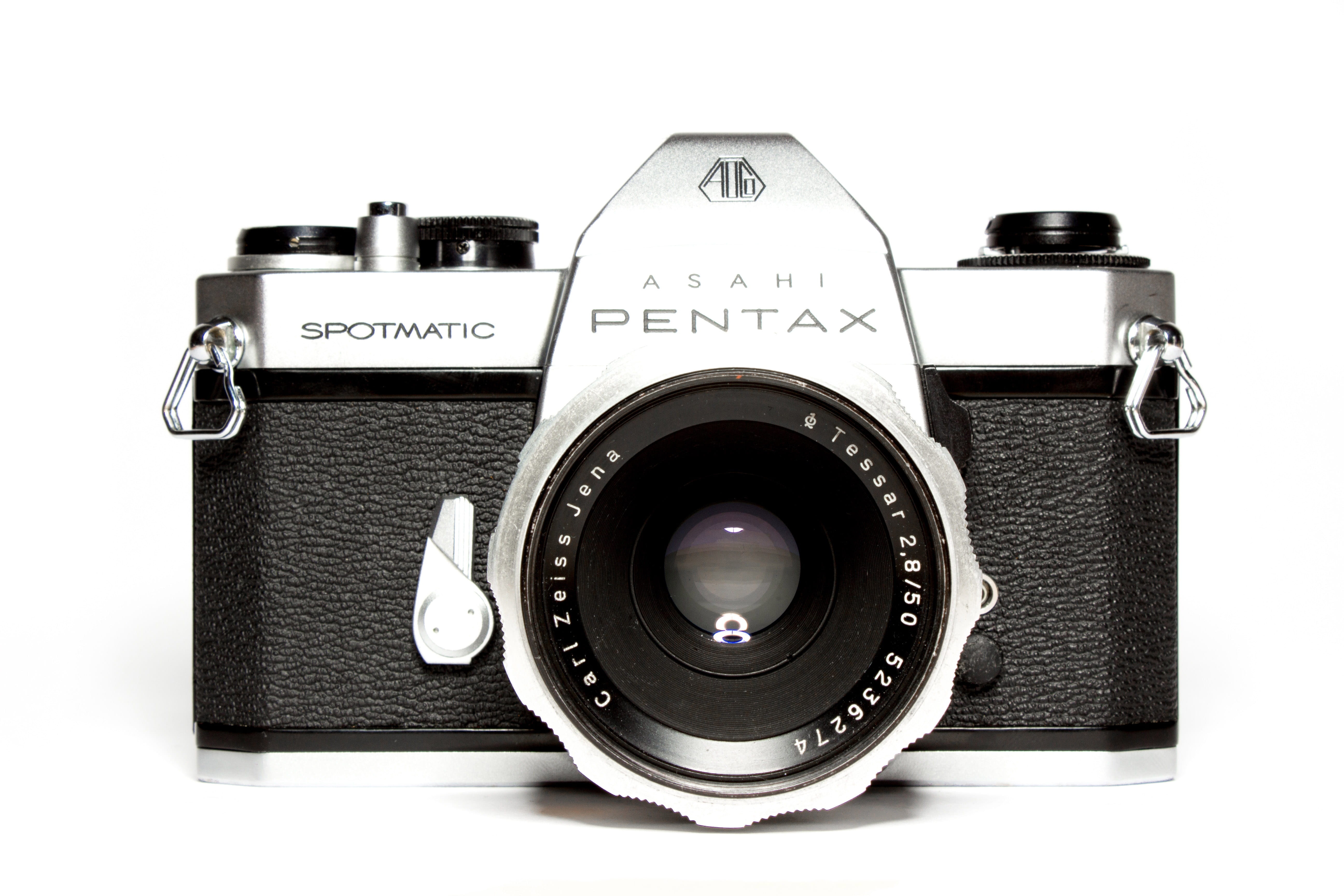 nostalgia, chrome, lens - eye, cut out, antique, camera - Photographic Equipment, photography Themes, equipment, indoors, still life, slides, Pentax, old camera, HD Wallpaper