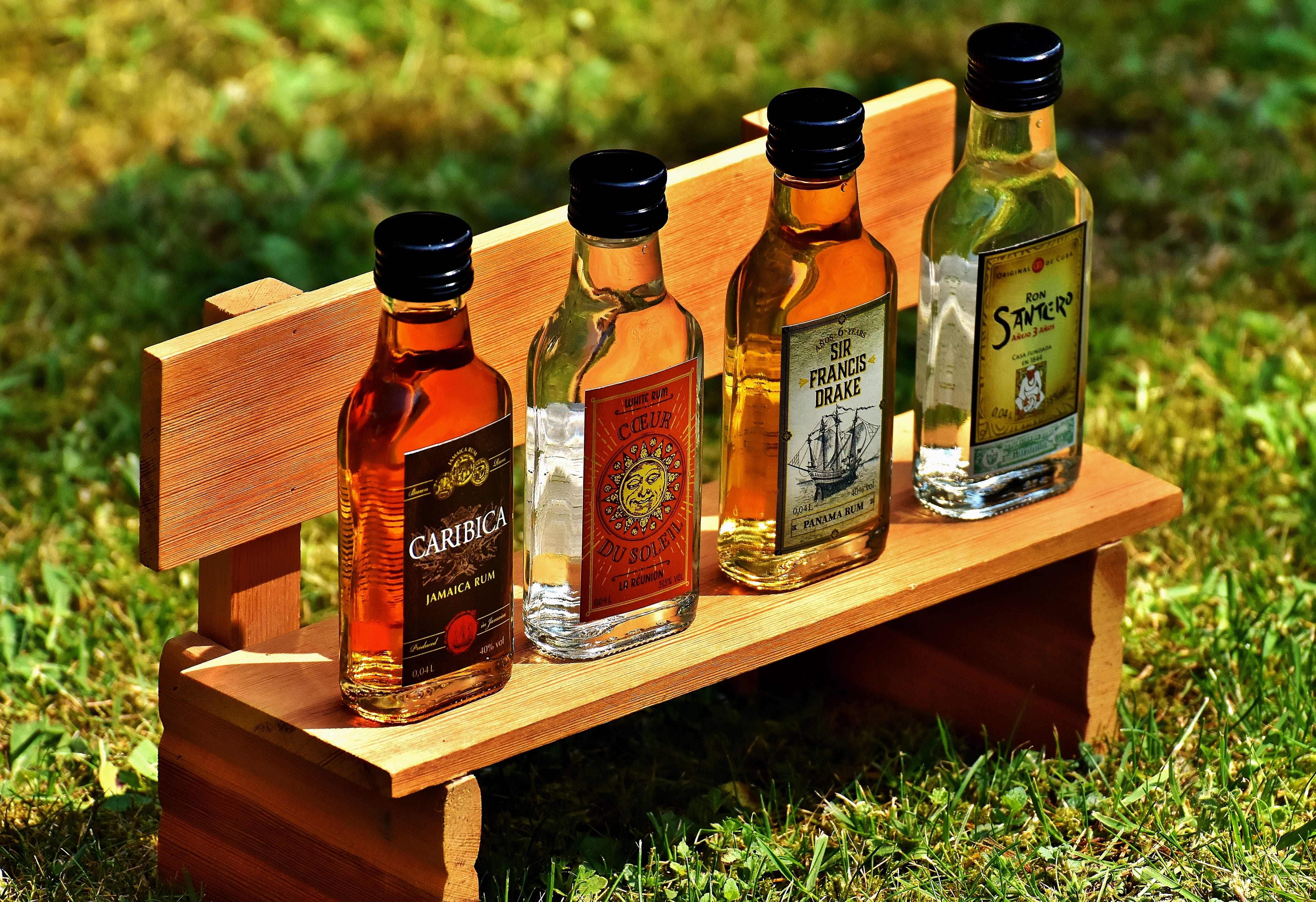 Origin, grass, plant, communication, herb, still life, Bottles, wood - material, alternative medicine, day, glass, sunlight, Alcohol, land, 4K, healthcare and medicine, HD Wallpaper