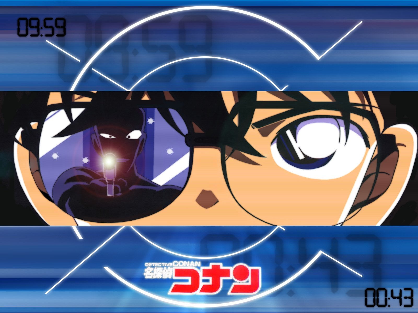 720P, no people, outdoors, motion, transportation, text, western script, Detective Conan, glowing, Anime, blue, technology, Conan Edogawa, night, transparent, HD Wallpaper