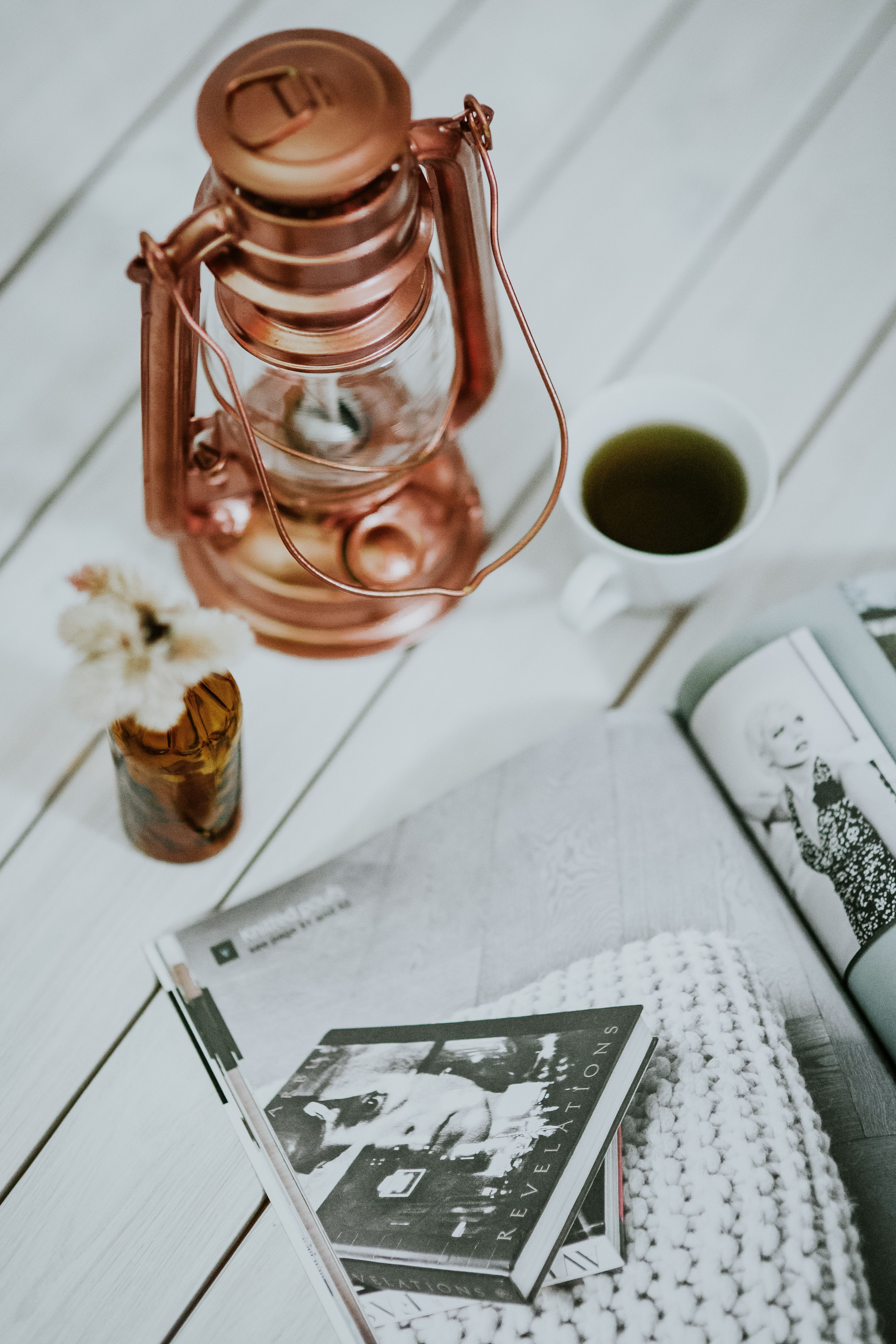 no people, journal, coffee - drink, paraffin lamp, coffee cup, tea - hot drink, studio shot, tea, newspaper, table, 5K, refreshment, book, communication, Phone HD Wallpaper