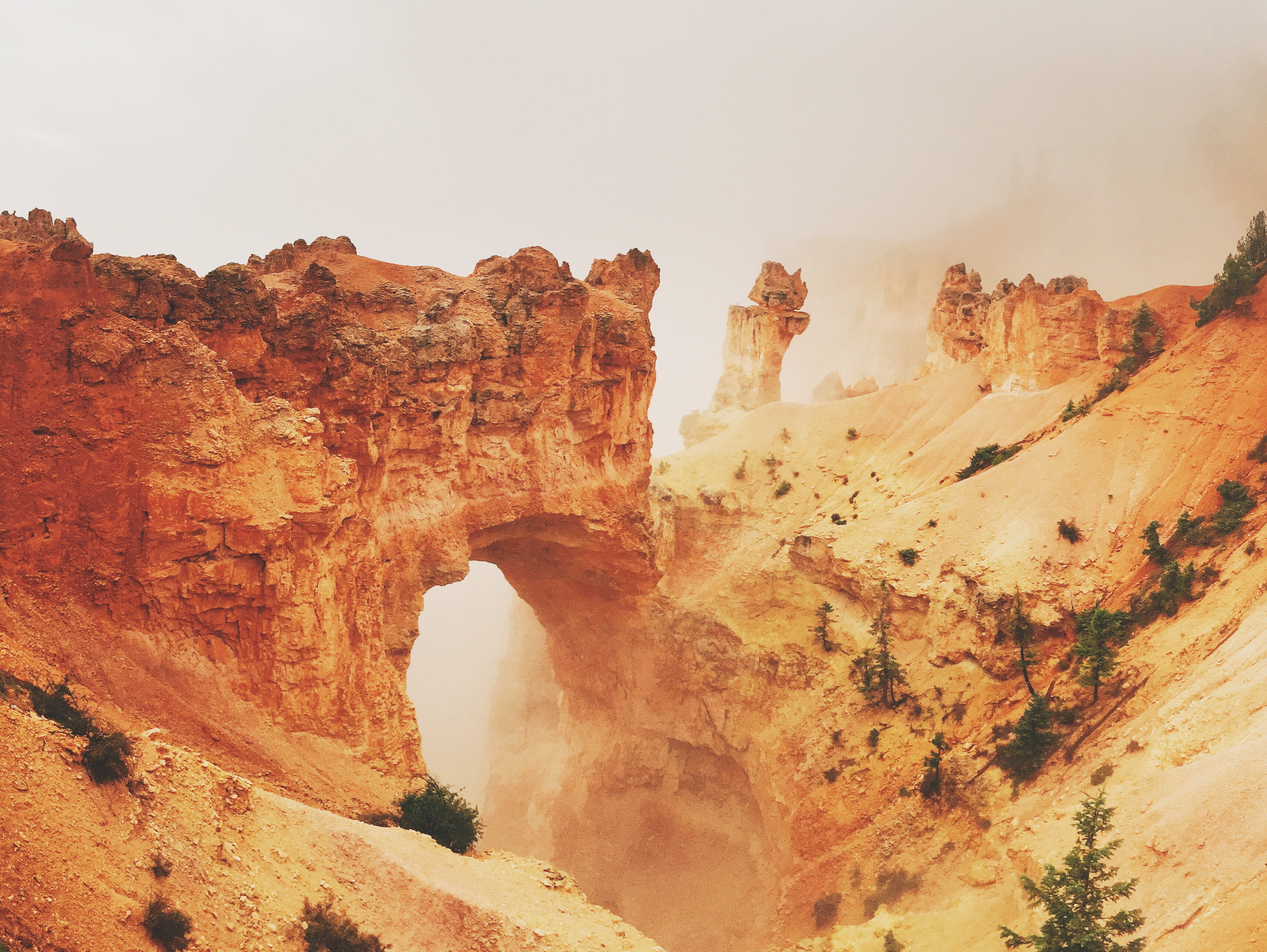 solid, tranquility, rock - Object, day, scenics - nature, idyllic, non-urban scene, travel destinations, foggy, outdoors, brown stone, land mark, sandstone, HD Wallpaper