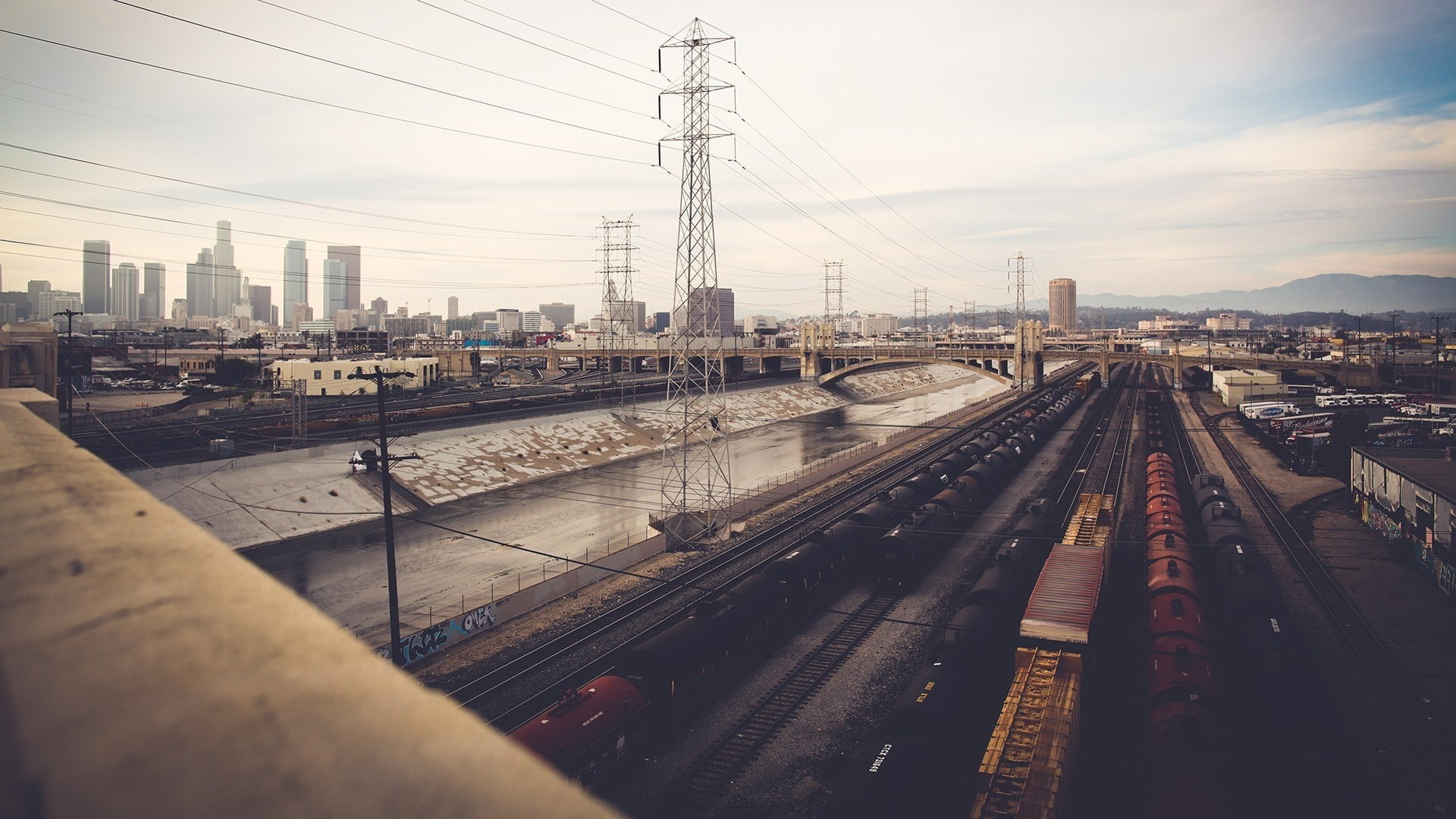 city, 1080P, train, railway, Los Angeles, California, HD Wallpaper