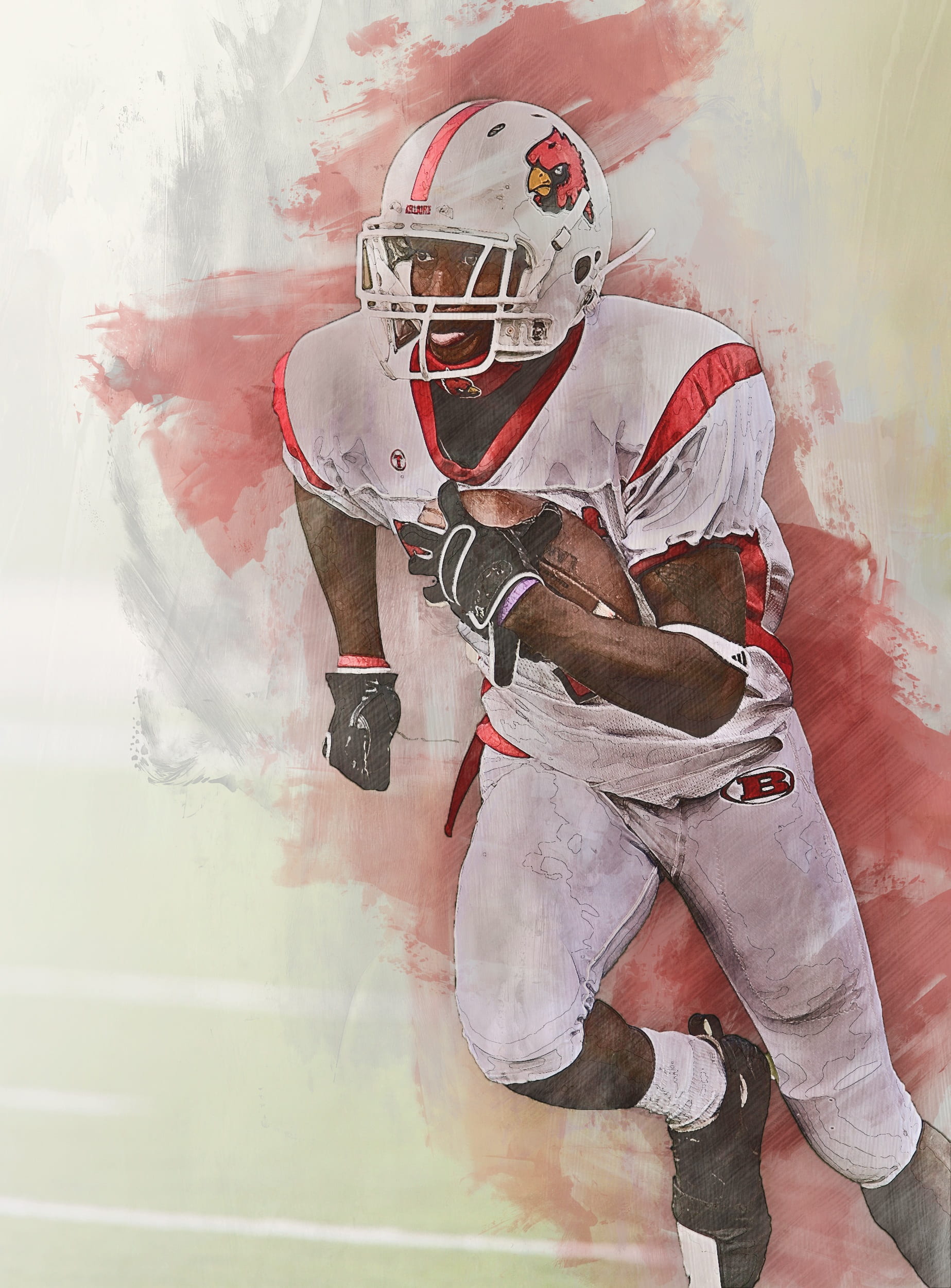 front view, american football, man, game, digital art, sport, high school athlete, lifestyles, holding, helmet, running back, ball carrier, one person, Phone HD Wallpaper