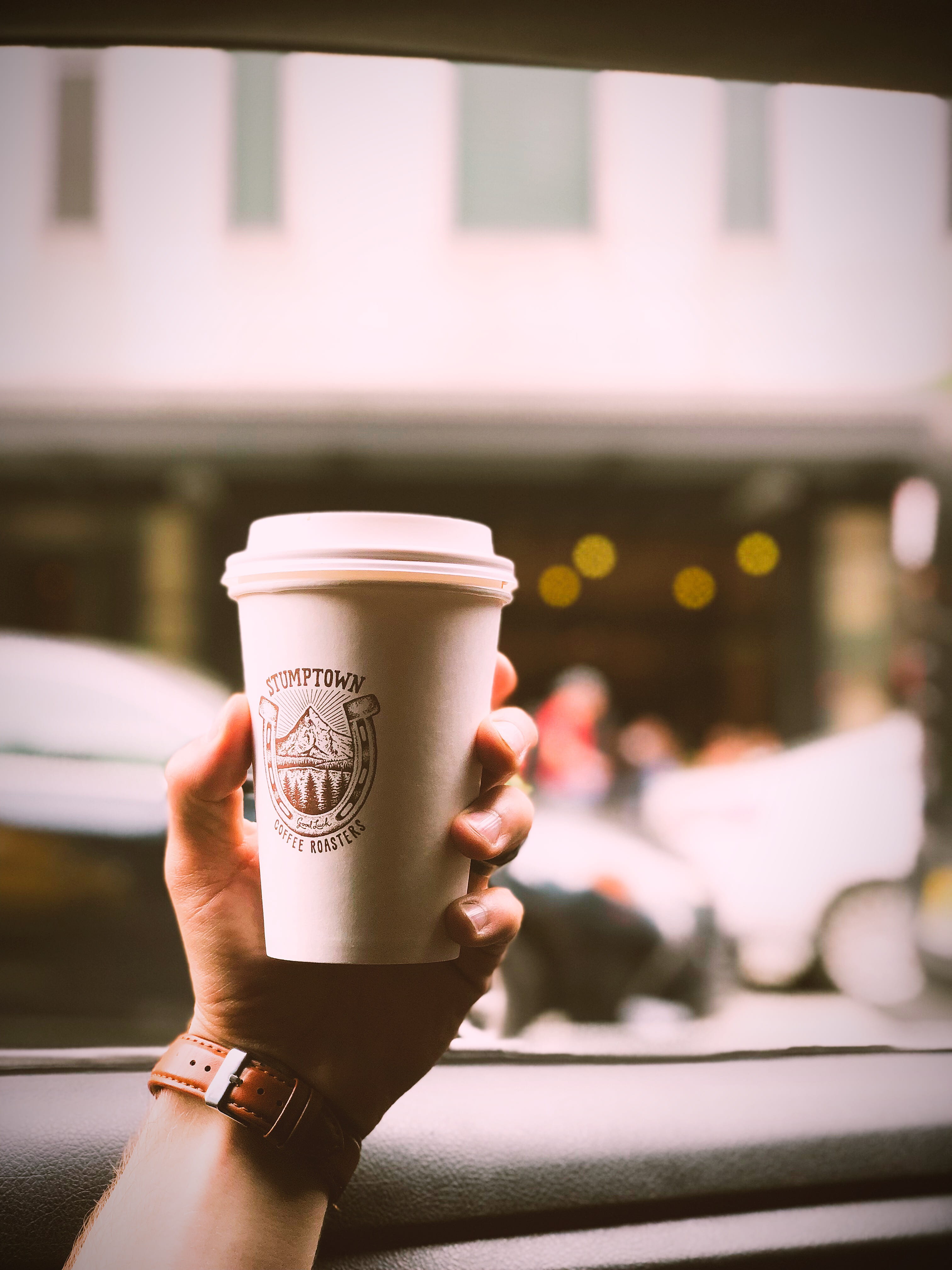 4K, disposable, drinking, one person, paper, holding, lifestyles, stumptown, coffee - drink, coffee roasters, coffee, window, refreshment, man, disposable cup, Phone HD Wallpaper